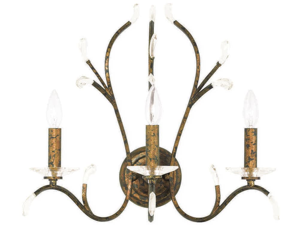Livex Lighting Serafina 3-Light Hand Applied Venetian Golden Bronze Crystal Wall Sconce