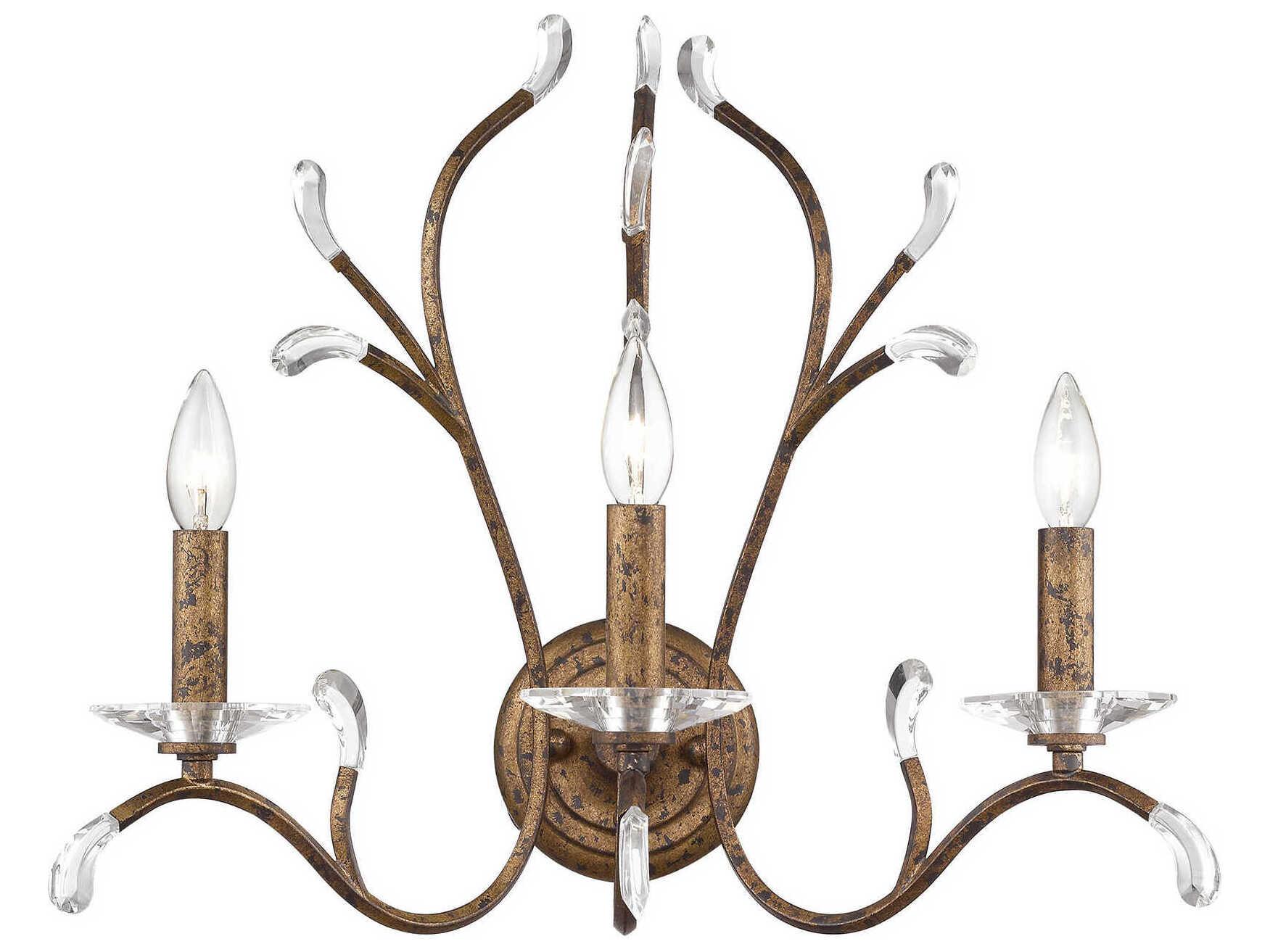 Livex Lighting Serafina 3-Light Hand Applied Venetian Golden Bronze Crystal Wall Sconce