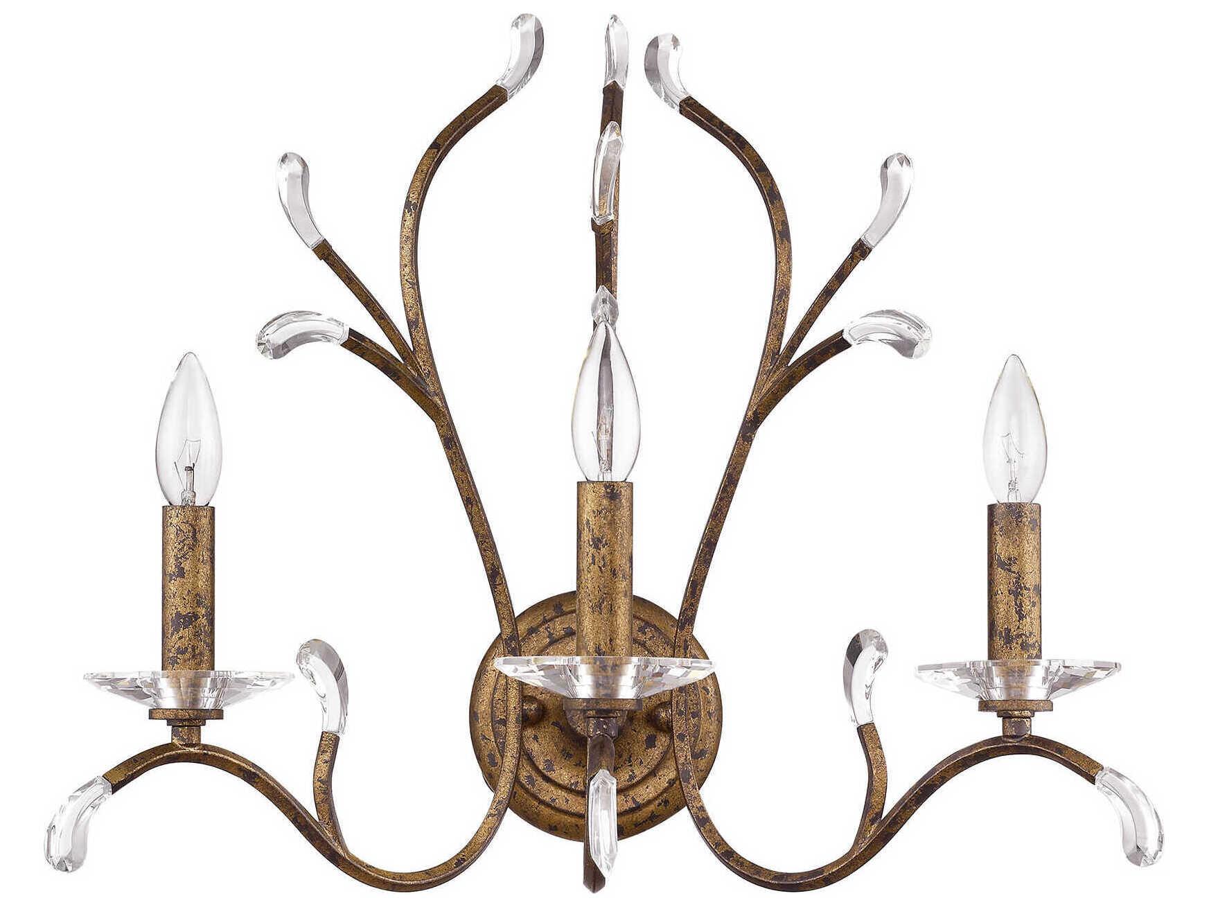 Livex Lighting Serafina 3-Light Hand Applied Venetian Golden Bronze Crystal Wall Sconce