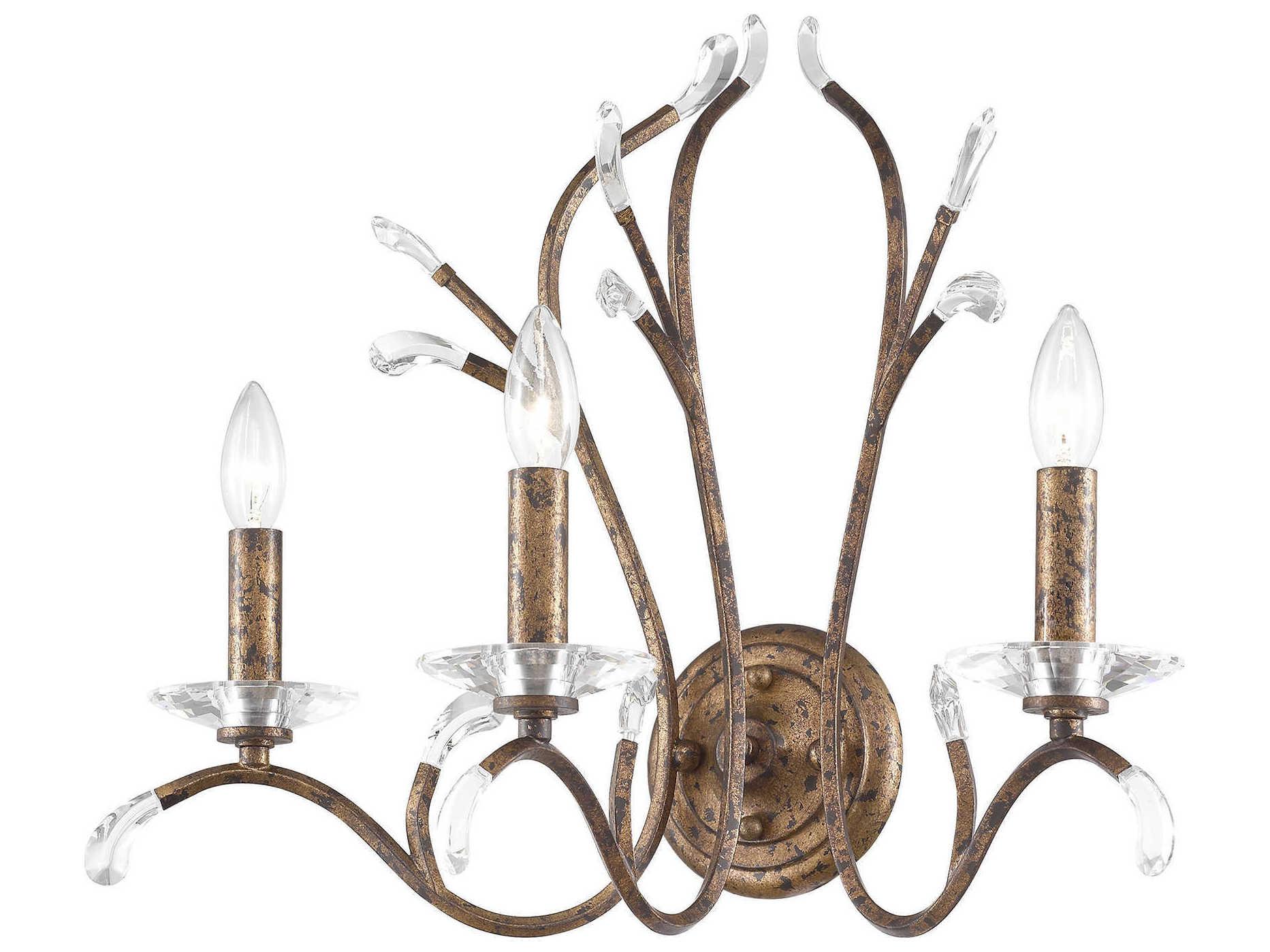 Livex Lighting Serafina 3-Light Hand Applied Venetian Golden Bronze Crystal Wall Sconce