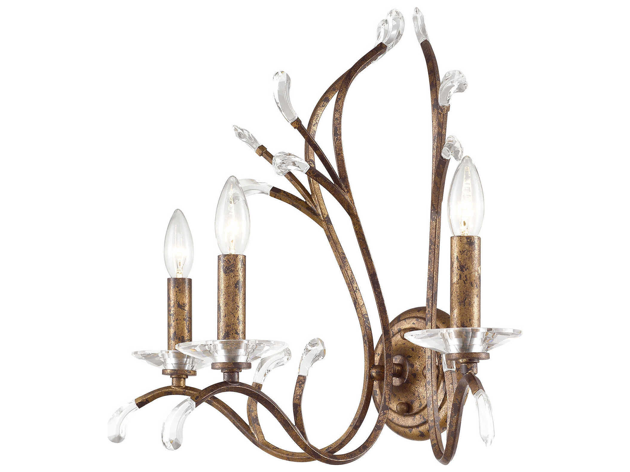 Livex Lighting Serafina 3-Light Hand Applied Venetian Golden Bronze Crystal Wall Sconce