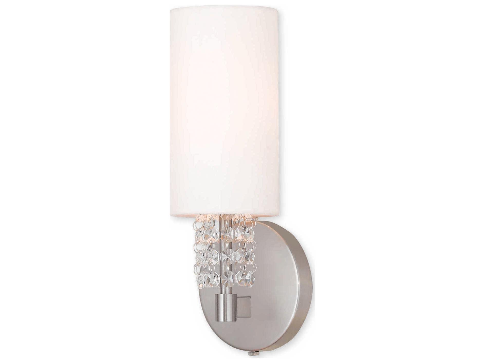 Livex Lighting Carlisle 1-Light Brushed Nickel Off White Crystal Wall Sconce