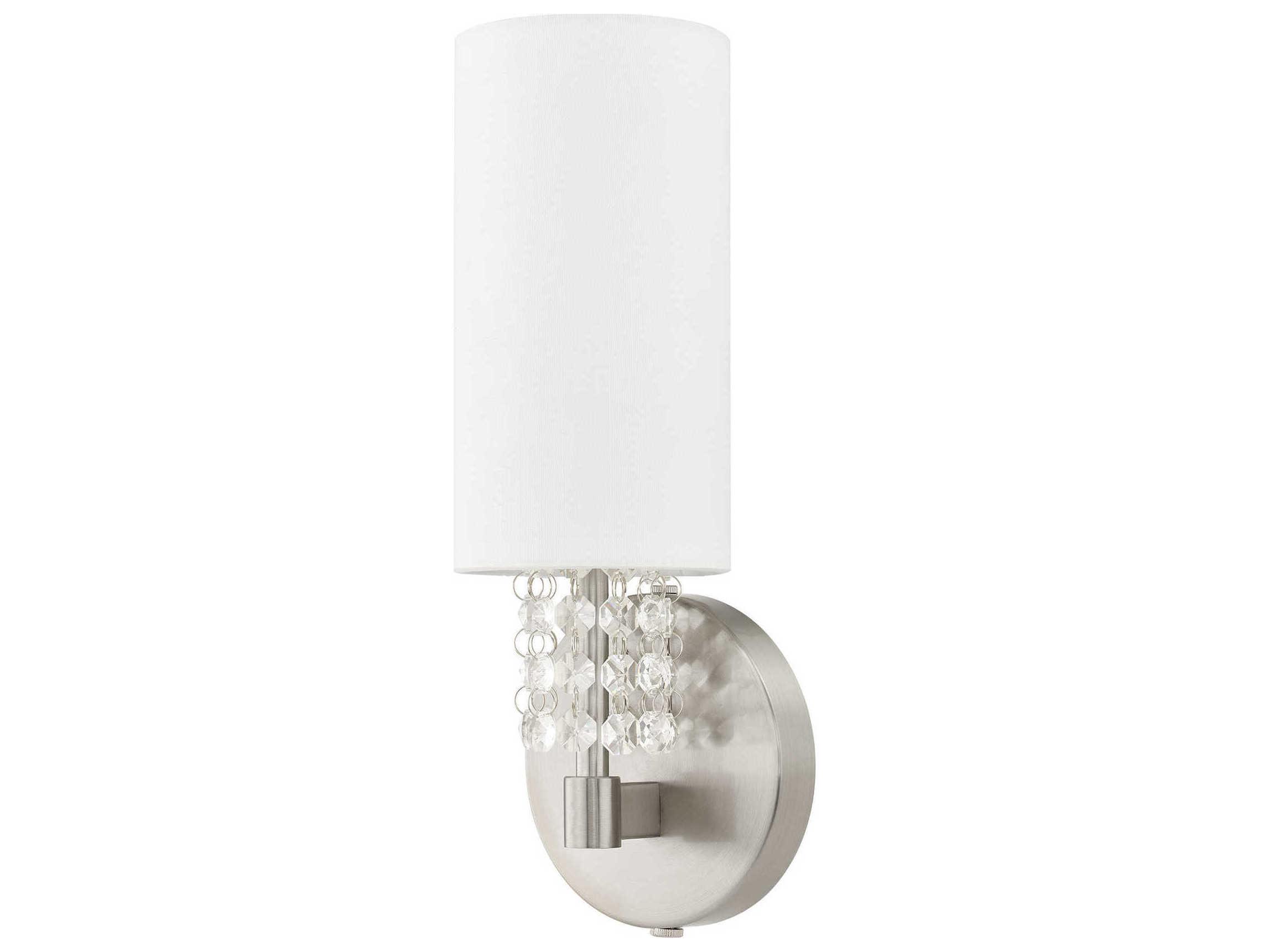 Livex Lighting Carlisle 1-Light Brushed Nickel Off White Crystal Wall Sconce