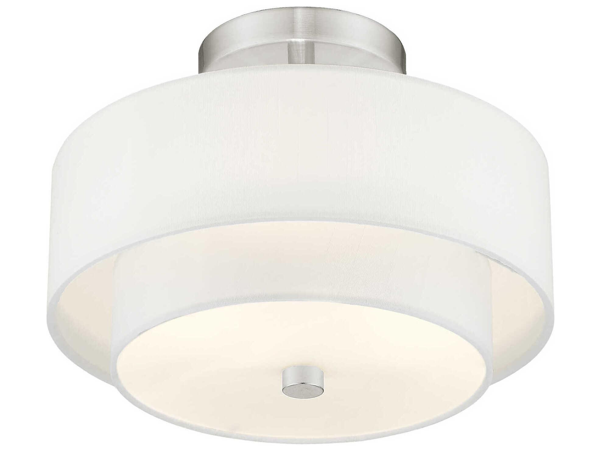 Livex Lighting Meridian 2-Light Brushed Nickel Drum Semi Flush Mount
