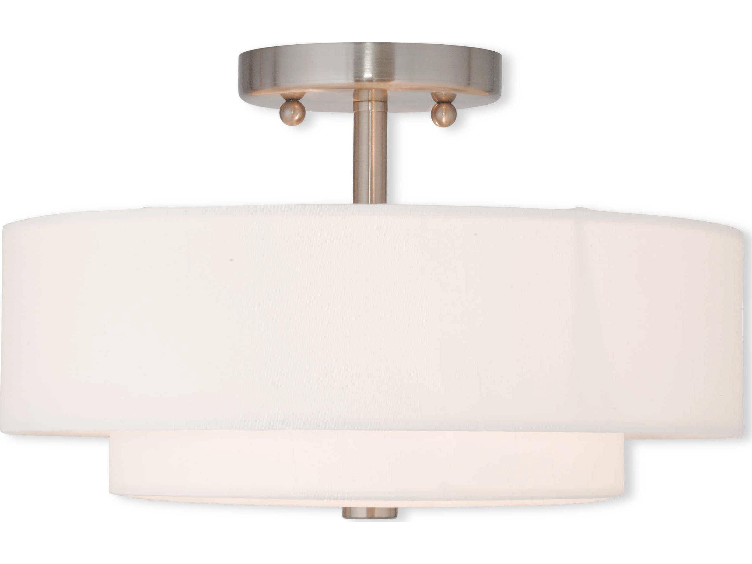 Livex Lighting Meridian 2-Light Brushed Nickel Drum Semi Flush Mount