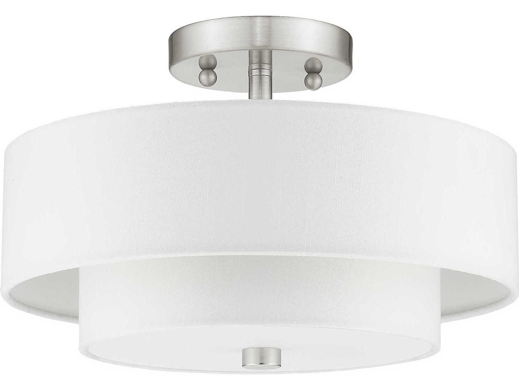 Livex Lighting Meridian 2-Light Brushed Nickel Drum Semi Flush Mount