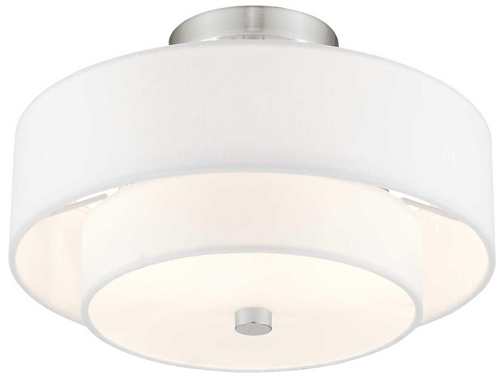 Livex Lighting Meridian 2-Light Brushed Nickel Drum Semi Flush Mount