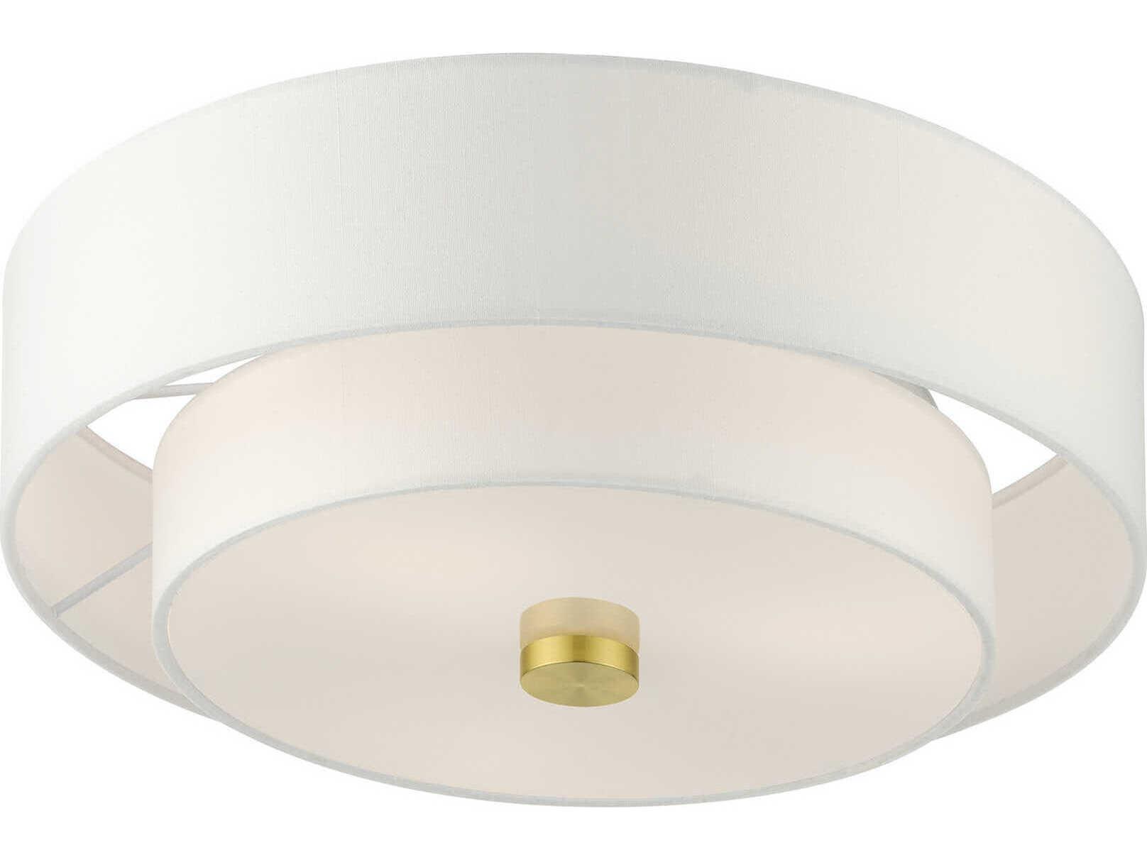 Livex Lighting Meridian 3-Light Satin Brass Drum Semi Flush Mount