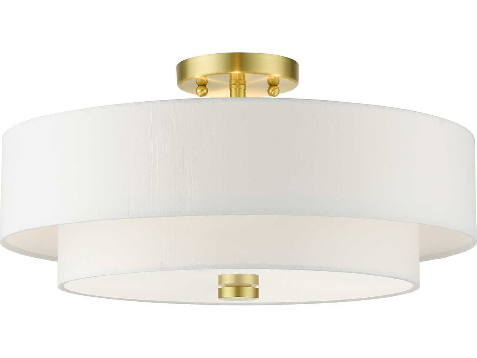 Livex Lighting Meridian 4-Light Satin Brass Drum Semi Flush Mount