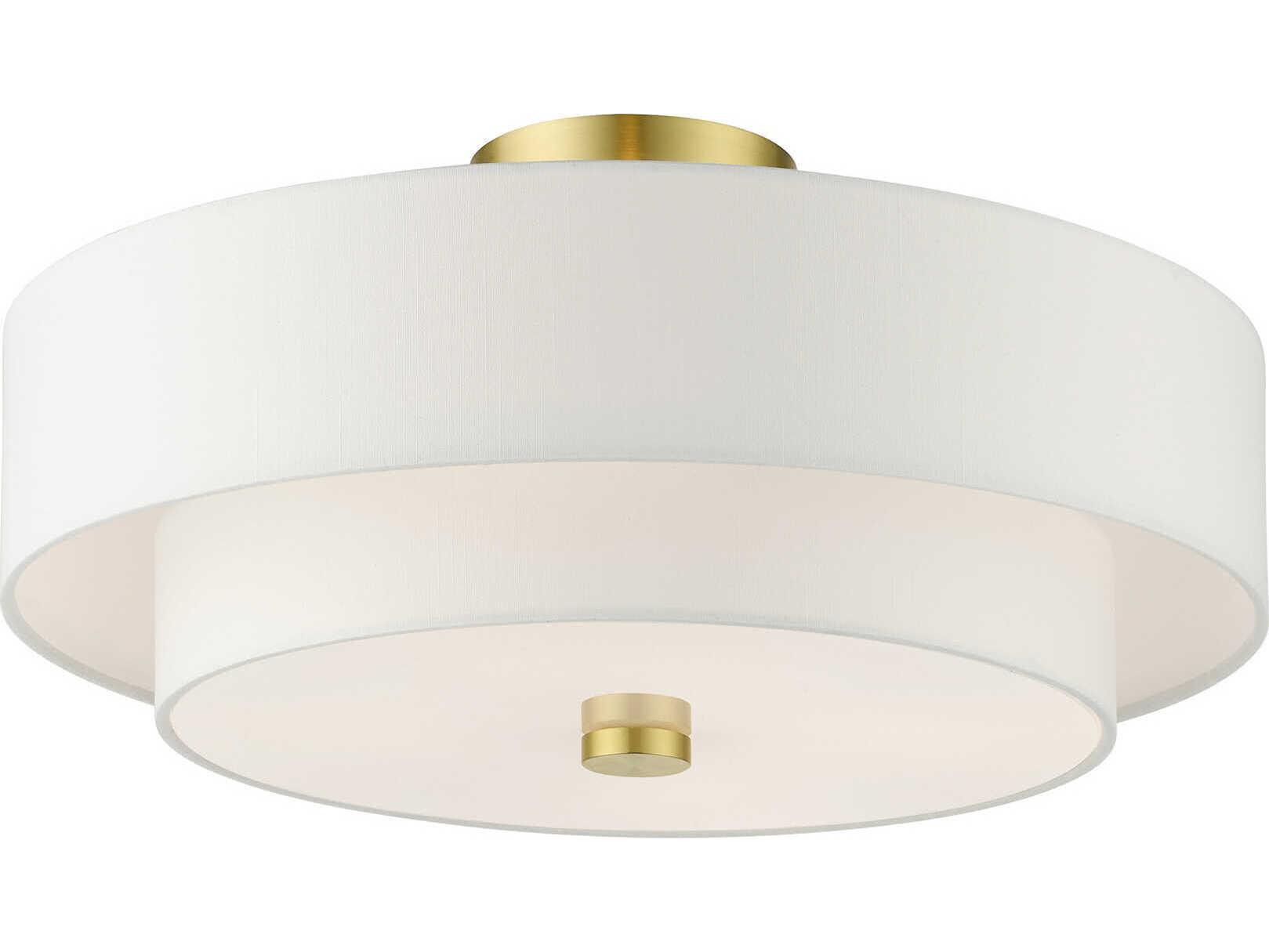 Livex Lighting Meridian 4-Light Satin Brass Drum Semi Flush Mount