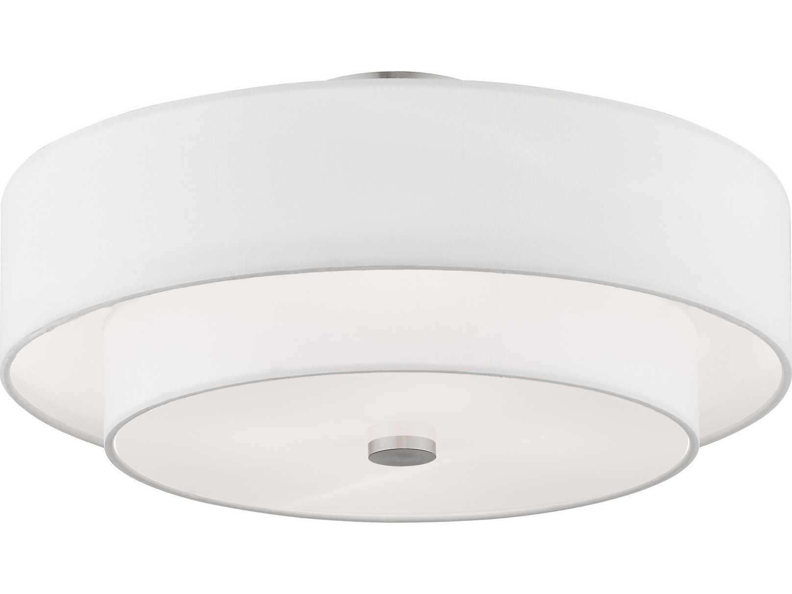 Livex Lighting Claremont 4-Light Brushed Nickel Cylinder Round Semi Flush Mount
