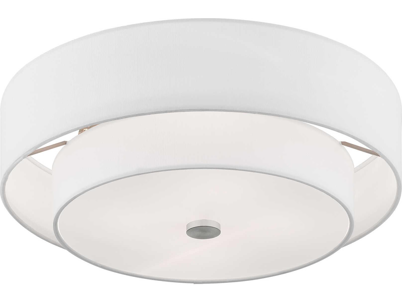 Livex Lighting Claremont 4-Light Brushed Nickel Cylinder Round Semi Flush Mount