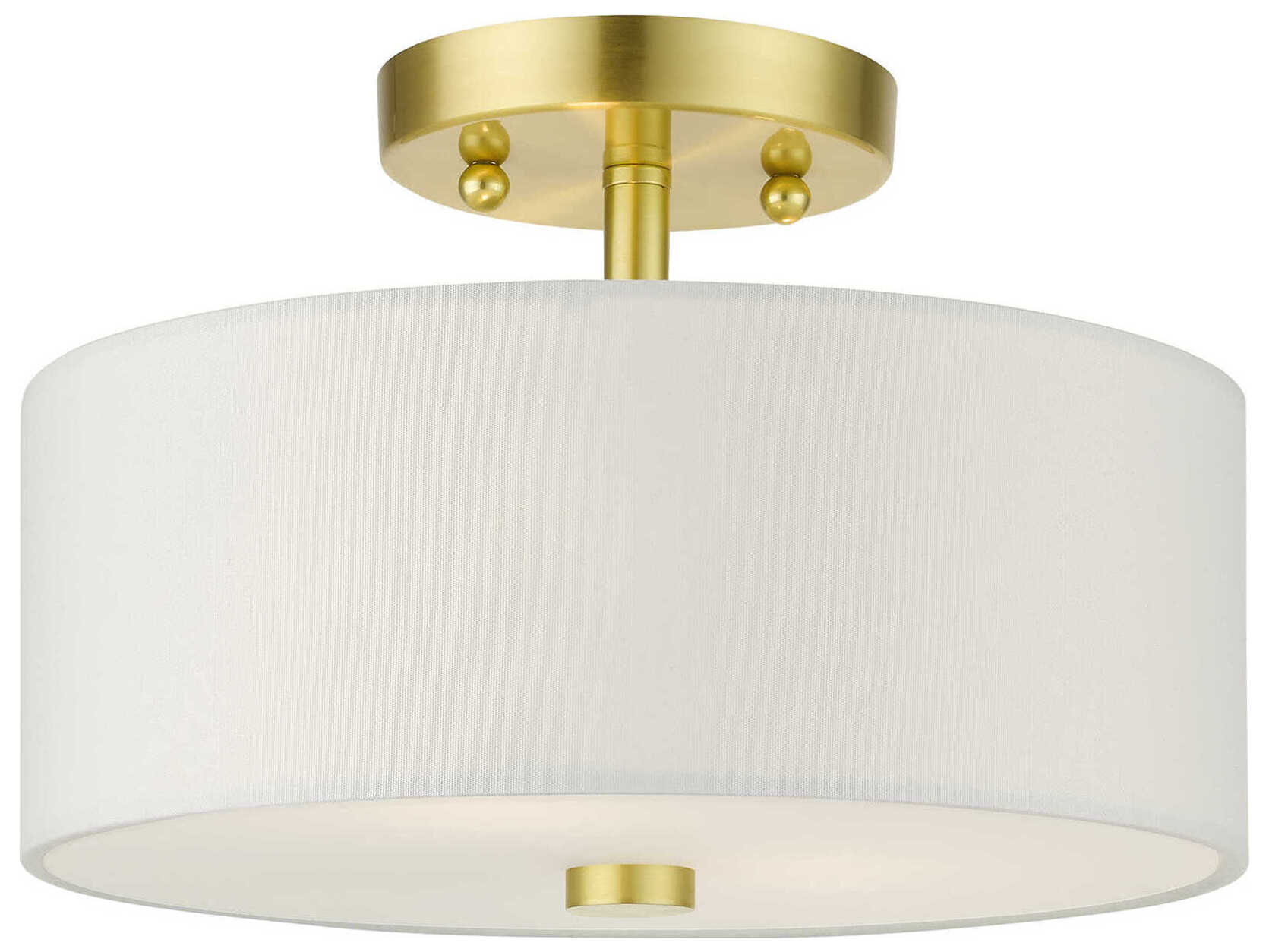 Livex Lighting Meridian 2-Light Satin Brass Drum Semi Flush Mount