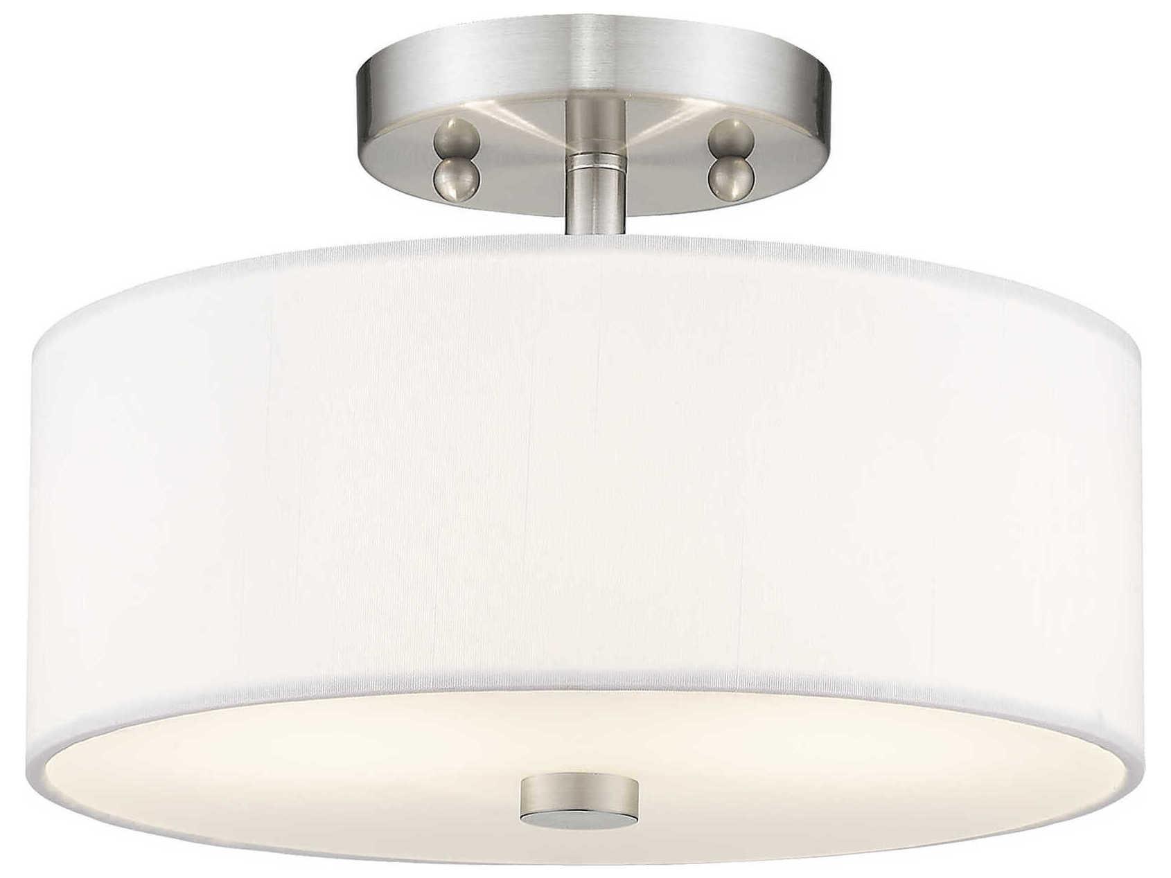 Livex Lighting Meridian 2-Light Brushed Nickel Drum Semi Flush Mount