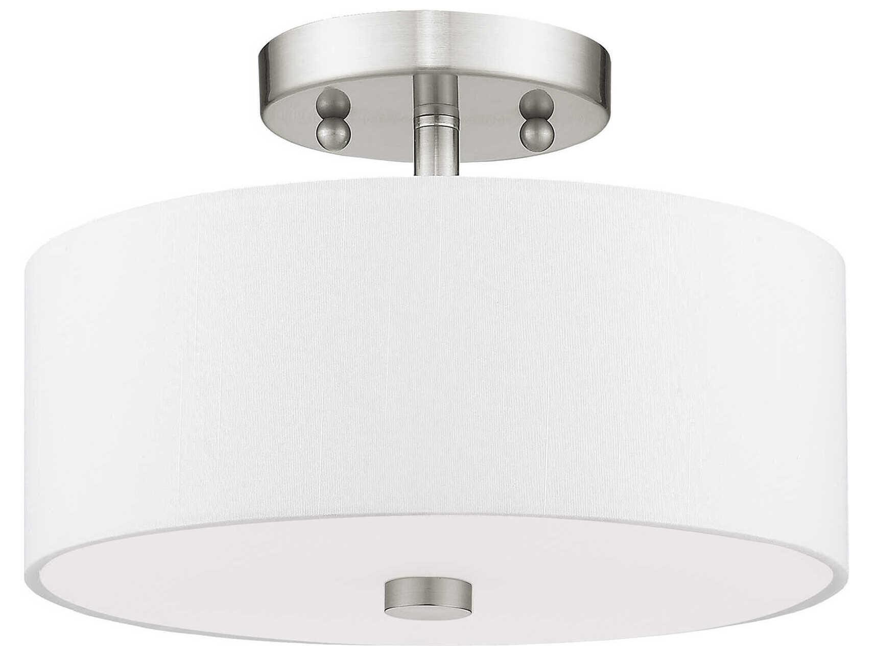 Livex Lighting Meridian 2-Light Brushed Nickel Drum Semi Flush Mount