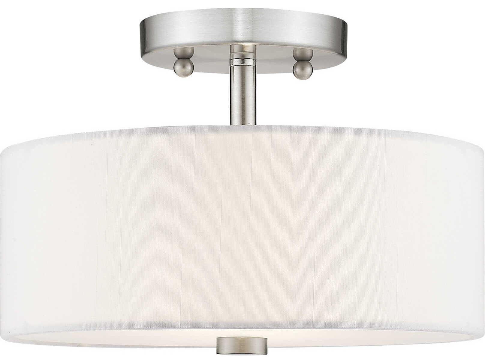 Livex Lighting Meridian 2-Light Brushed Nickel Drum Semi Flush Mount
