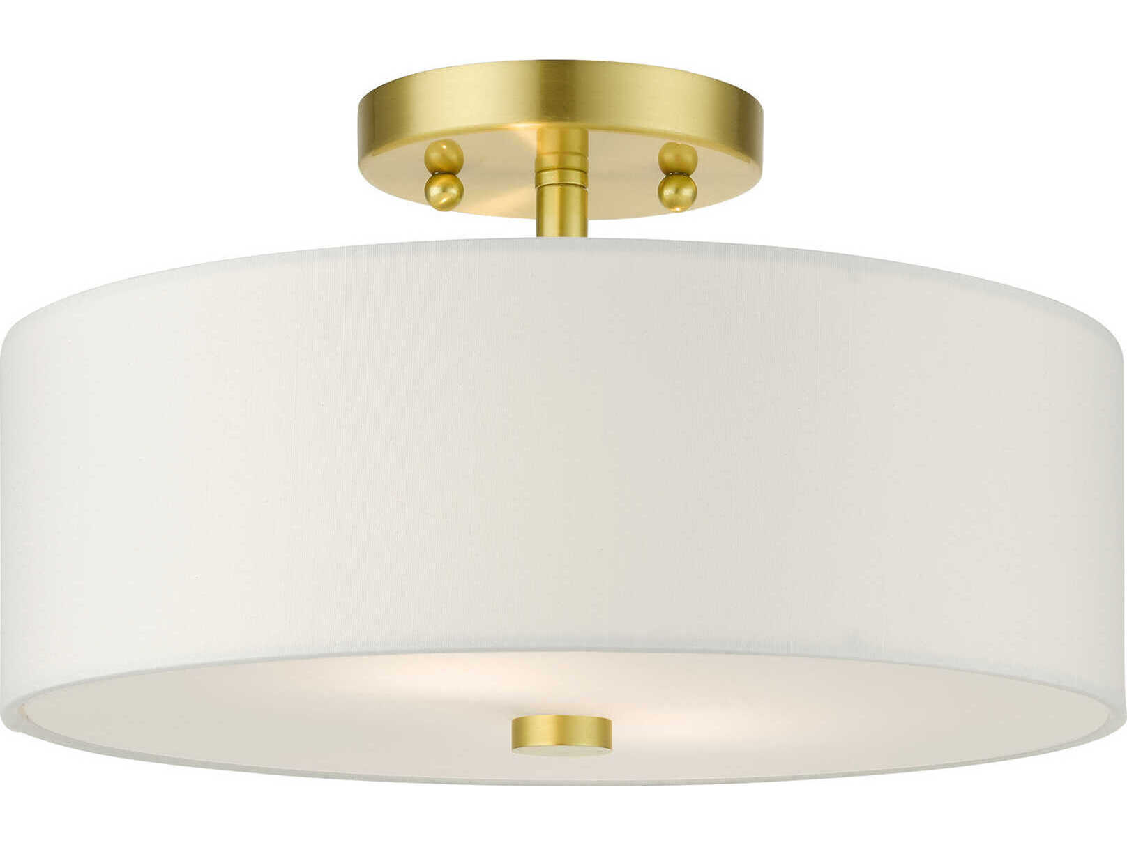 Livex Lighting Meridian 2-Light Satin Brass Semi Flush Mount