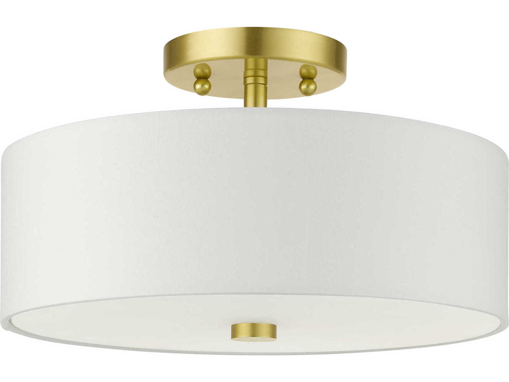 Livex Lighting Meridian 2-Light Satin Brass Semi Flush Mount