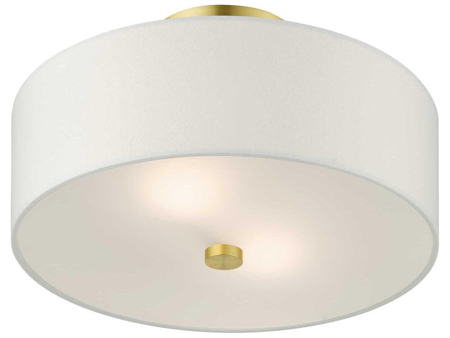 Livex Lighting Meridian 2-Light Satin Brass Semi Flush Mount