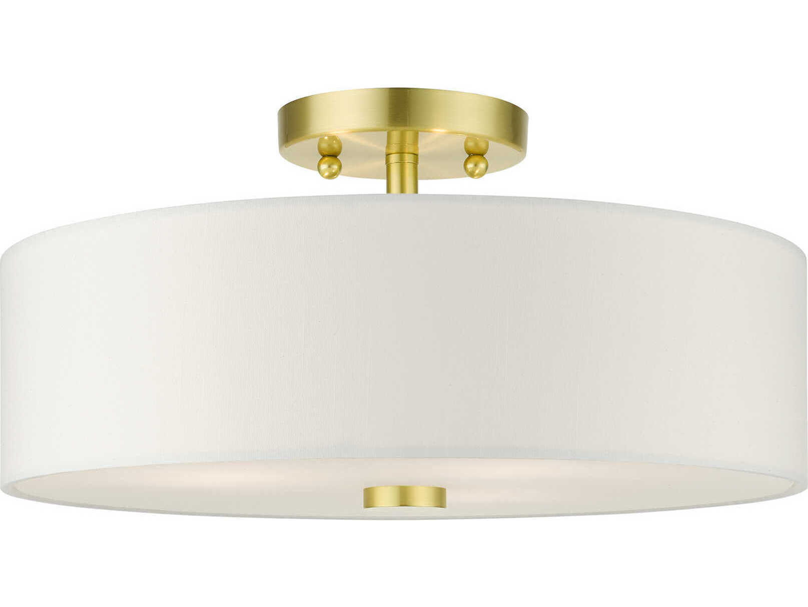 Livex Lighting Meridian 3-Light Satin Brass Drum Semi Flush Mount