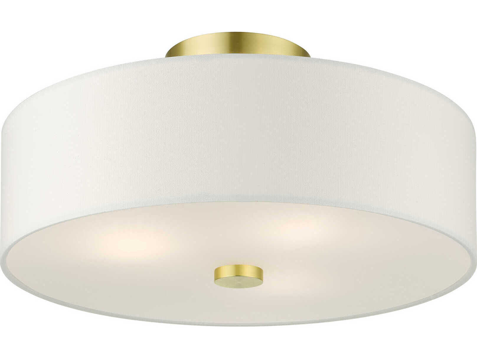 Livex Lighting Meridian 3-Light Satin Brass Drum Semi Flush Mount