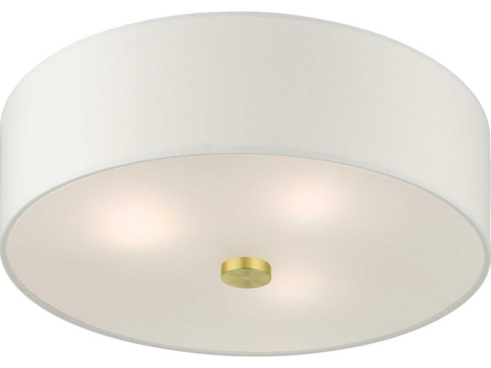 Livex Lighting Meridian 3-Light Satin Brass Drum Semi Flush Mount