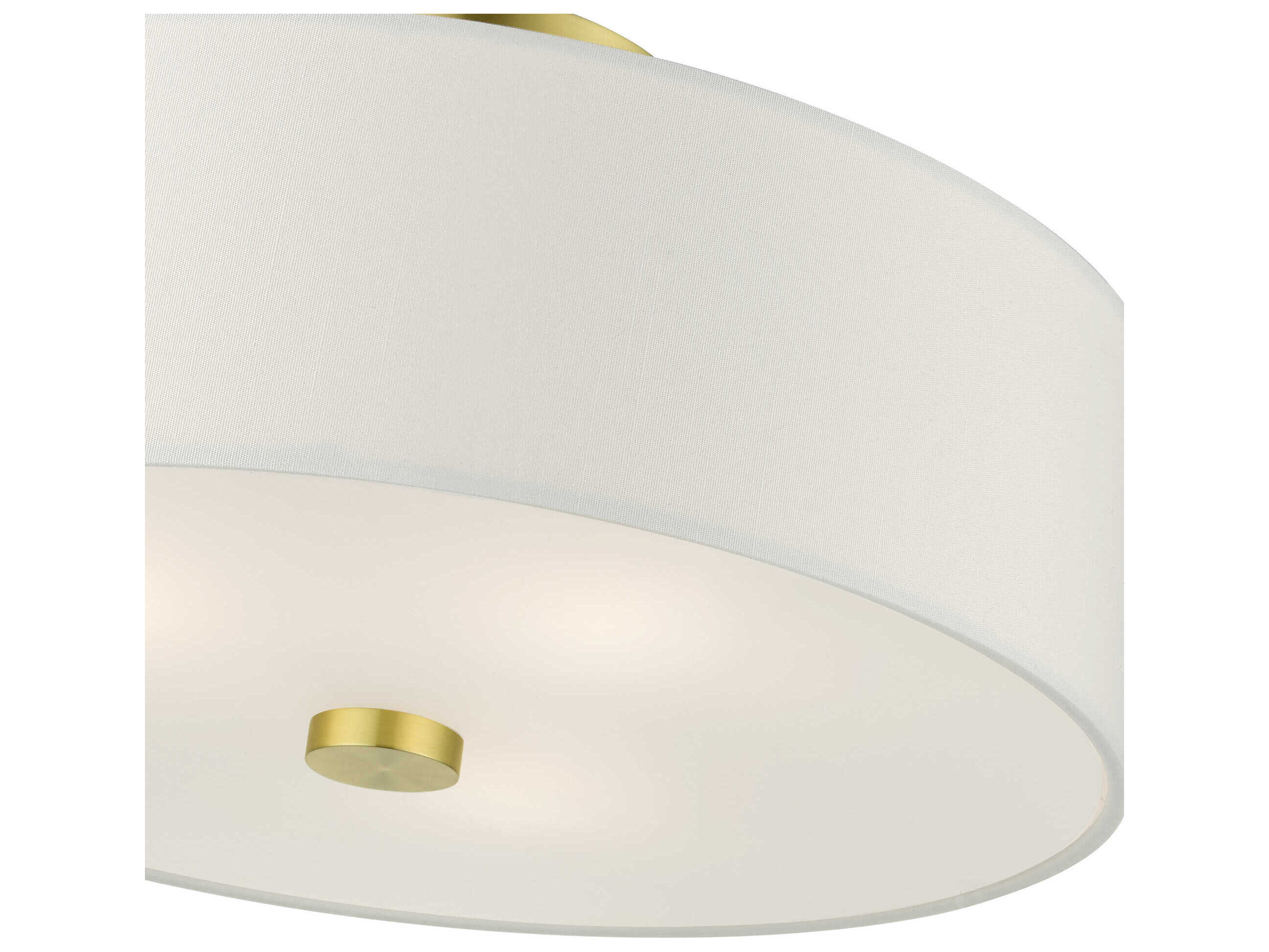 Livex Lighting Meridian 3-Light Satin Brass Drum Semi Flush Mount