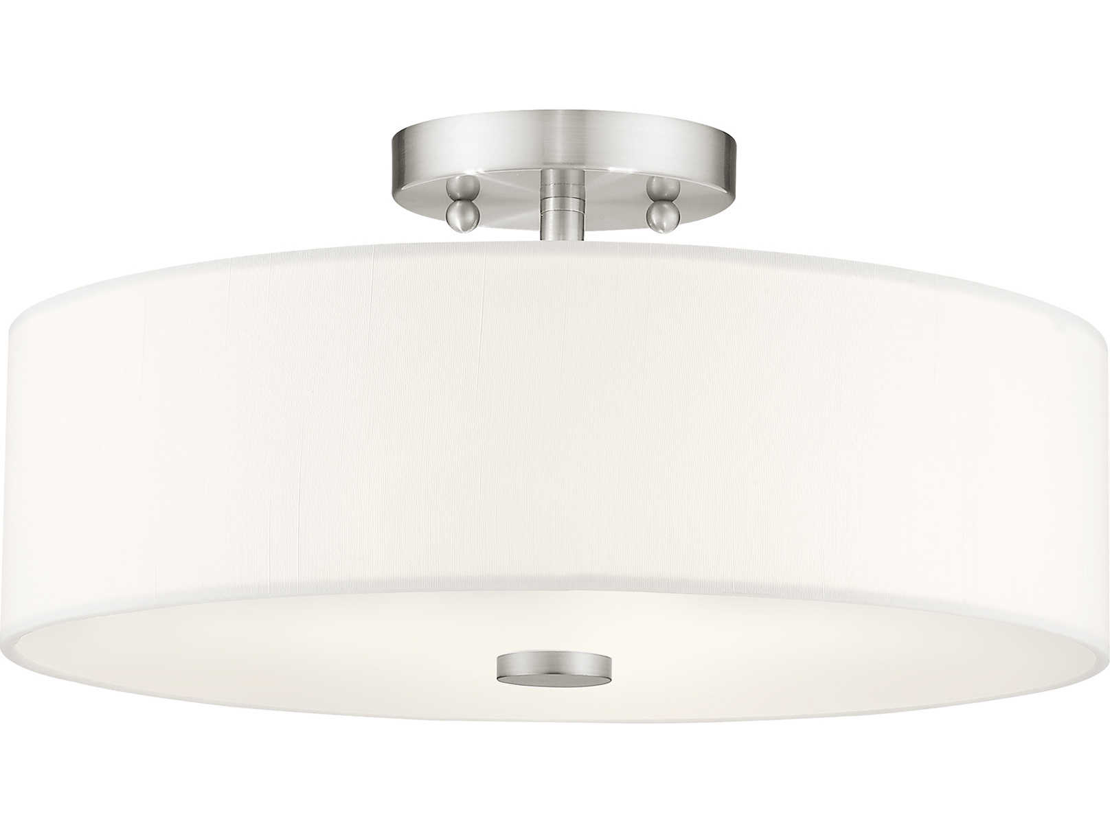Livex Lighting Brighton 3-Light Brushed Nickel Drum Round Semi Flush Mount