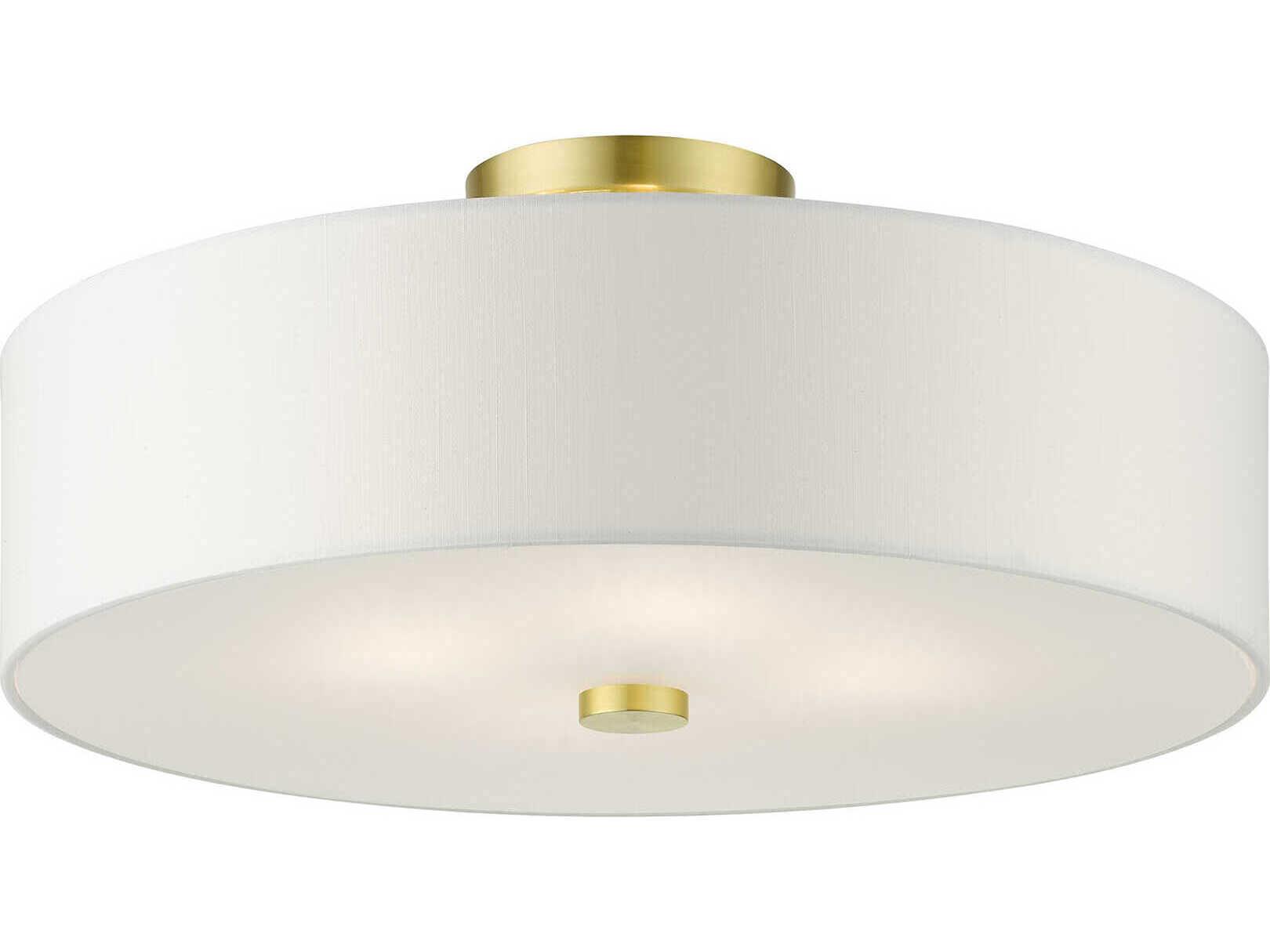 Livex Lighting Meridian 4-Light Satin Brass Drum Semi Flush Mount