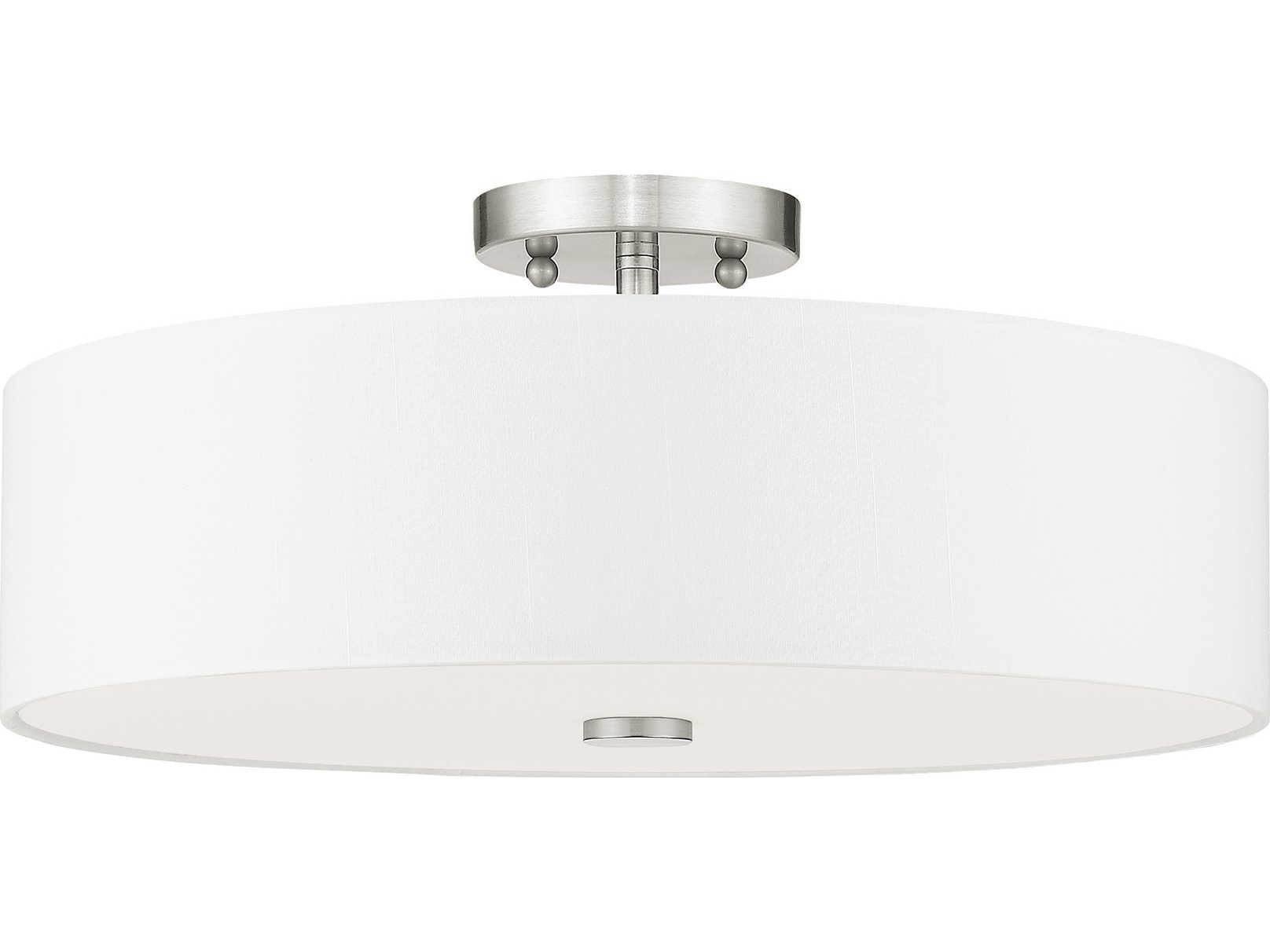 Livex Lighting Brighton 4-Light Brushed Nickel Drum Round Semi Flush Mount