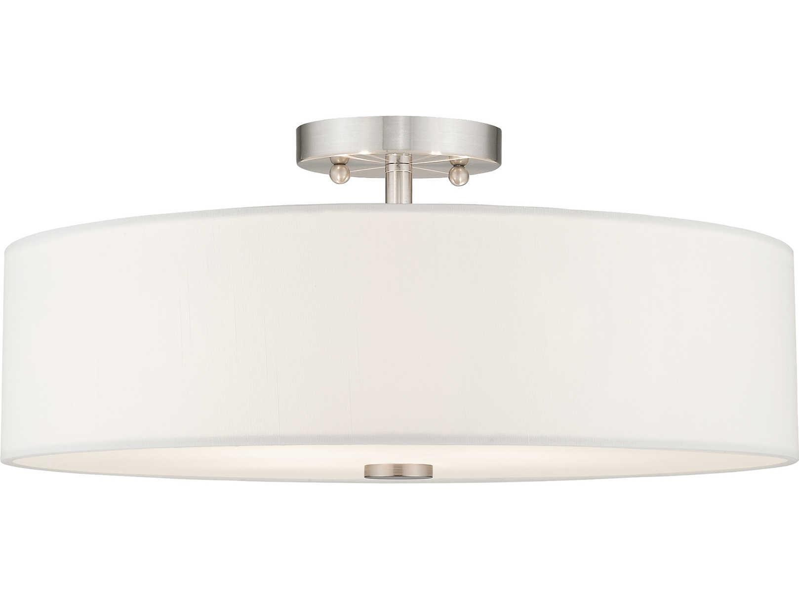 Livex Lighting Brighton 4-Light Brushed Nickel Drum Round Semi Flush Mount