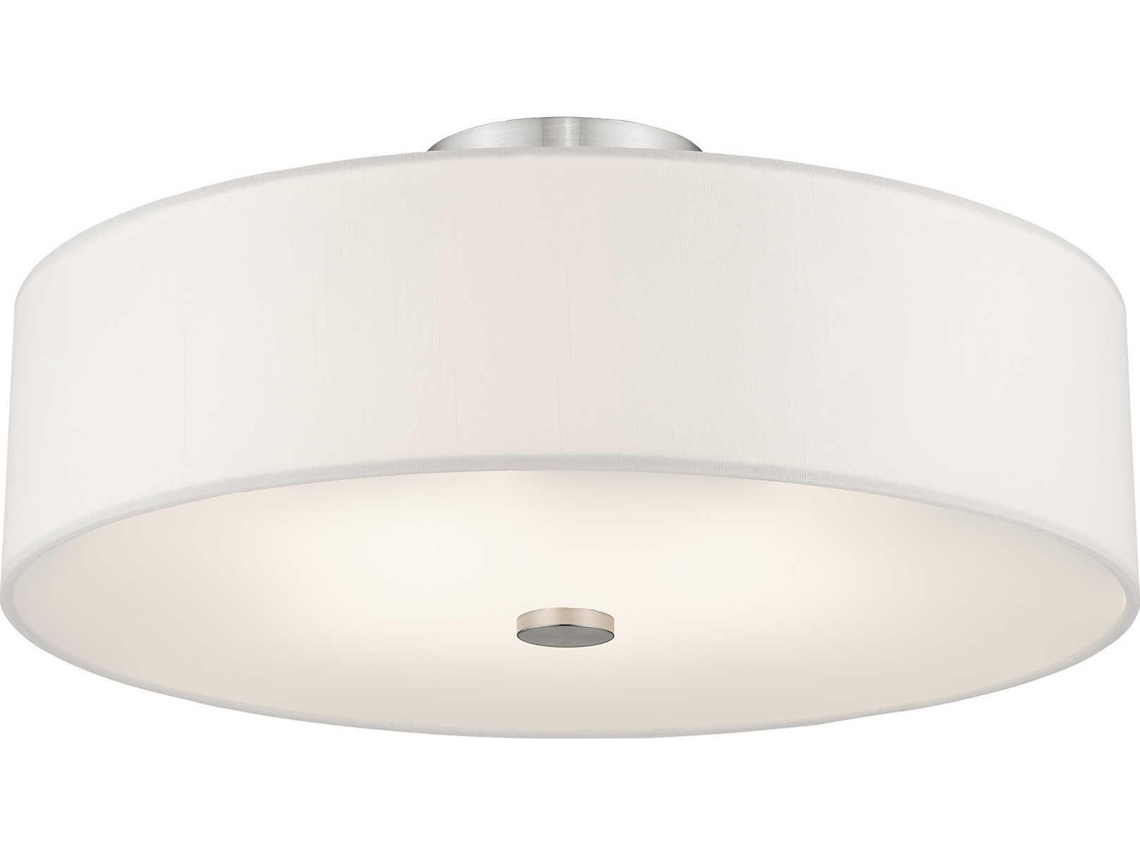 Livex Lighting Brighton 4-Light Brushed Nickel Drum Round Semi Flush Mount
