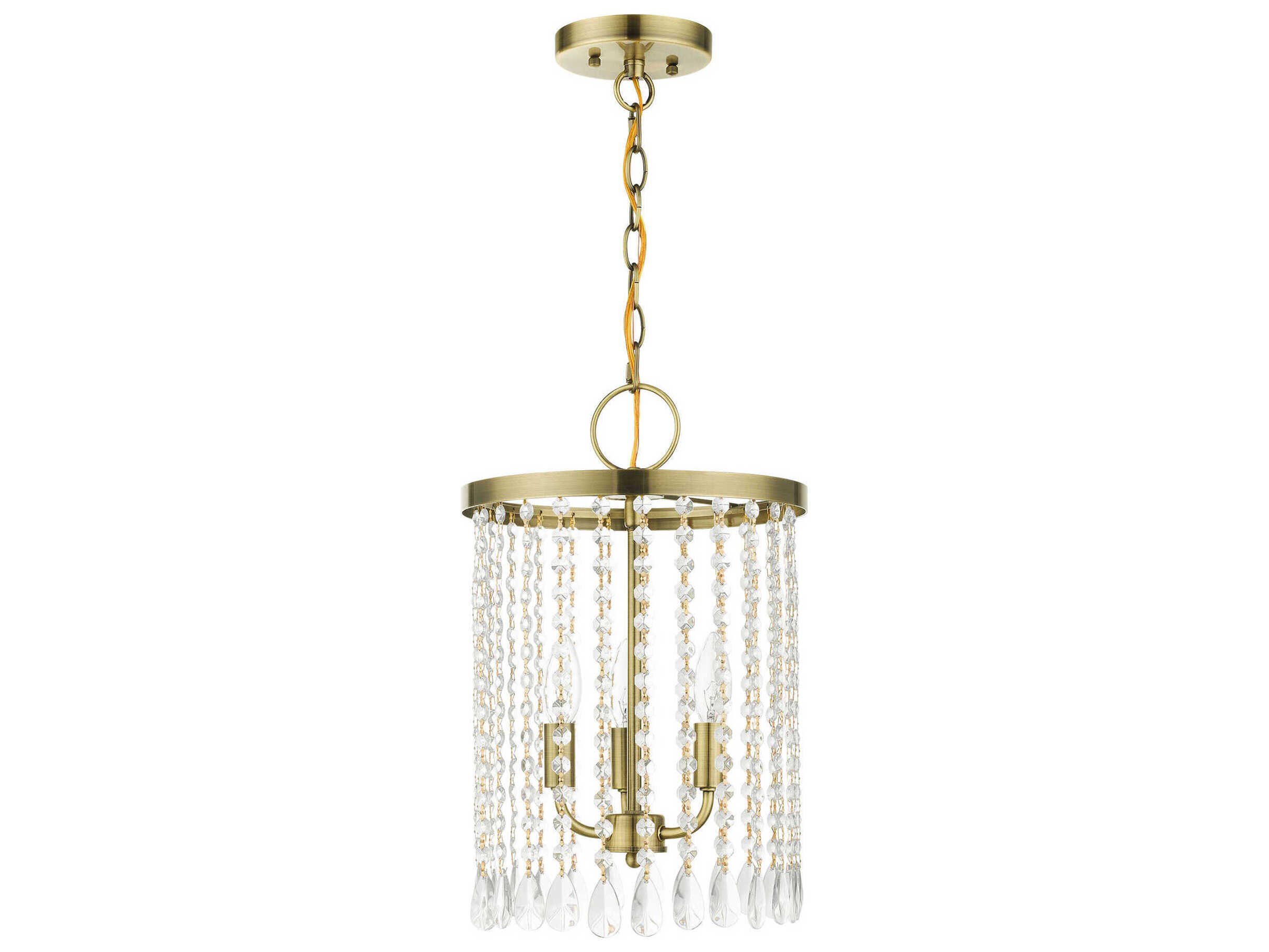 Livex Lighting Elizabeth 3-Light Antique Brass Crystal Candelabra Chandelier