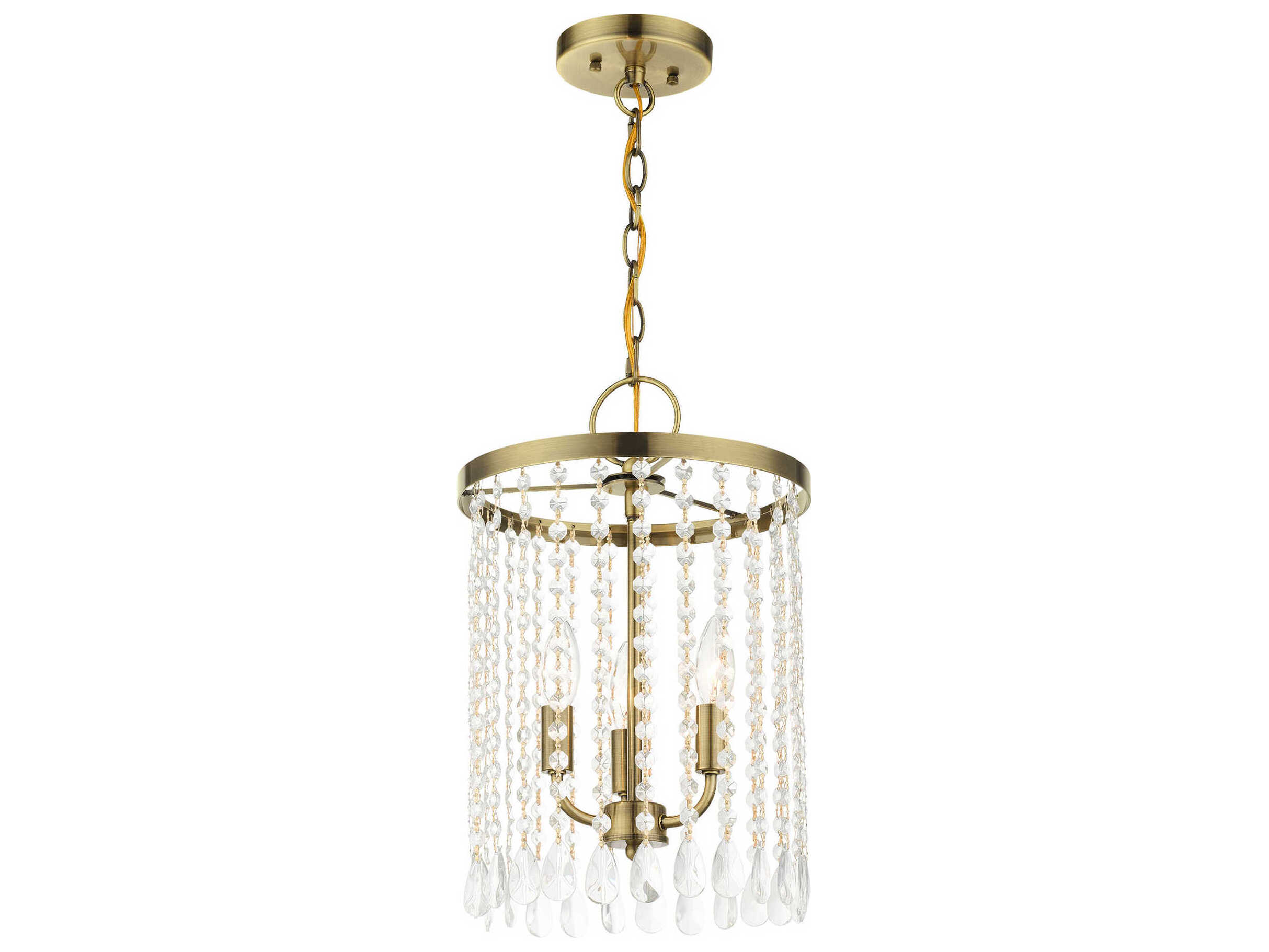 Livex Lighting Elizabeth 3-Light Antique Brass Crystal Candelabra Chandelier