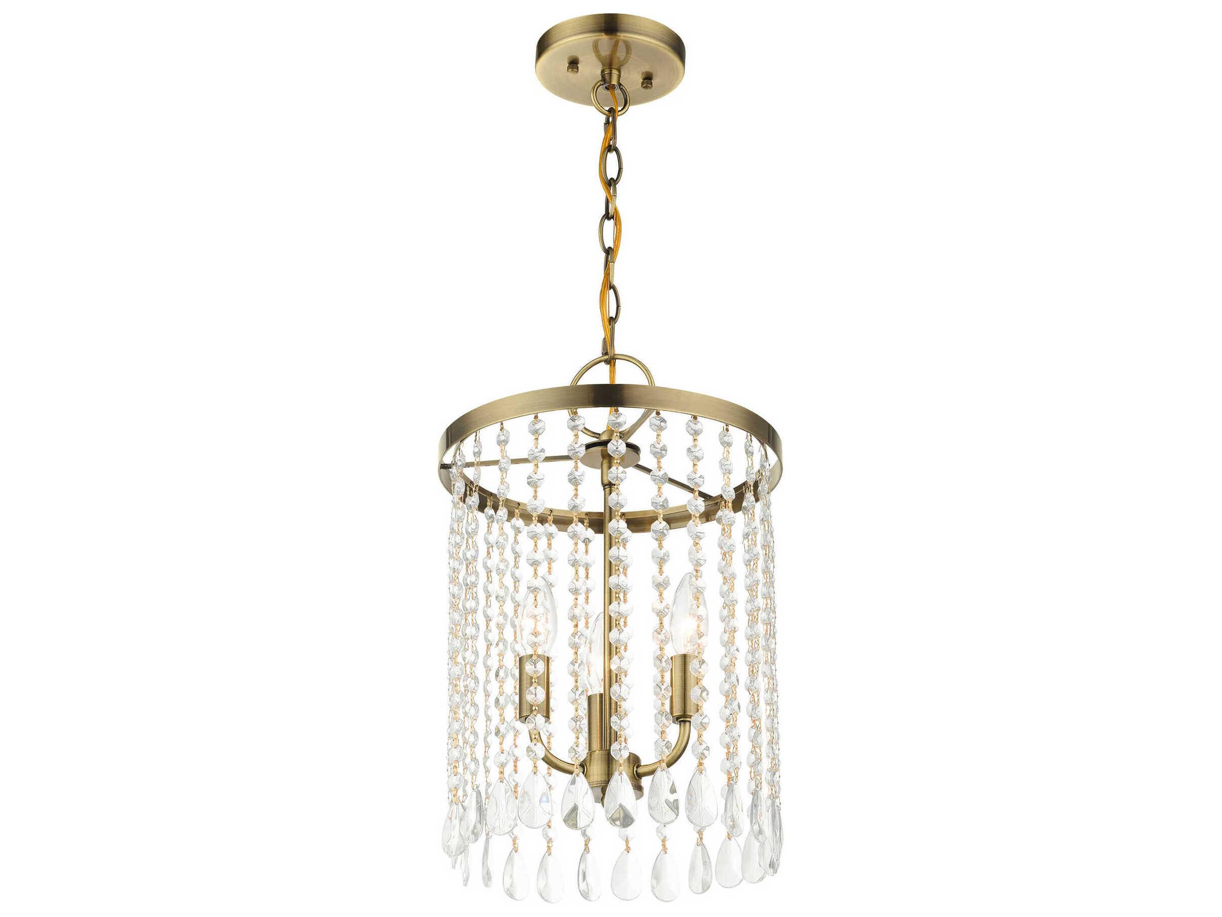 Livex Lighting Elizabeth 3-Light Antique Brass Crystal Candelabra Chandelier