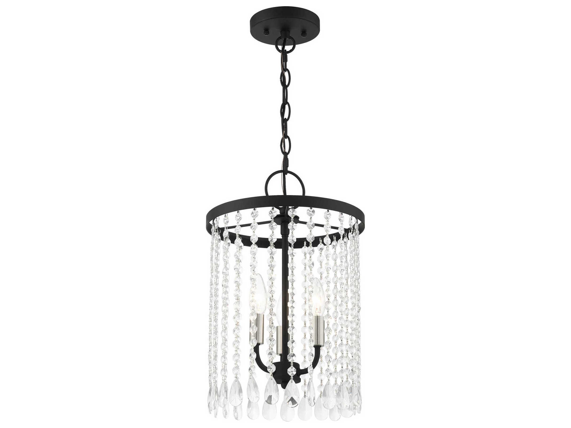 Livex Lighting Elizabeth 3-Light Black Crystal Candelabra Chandelier