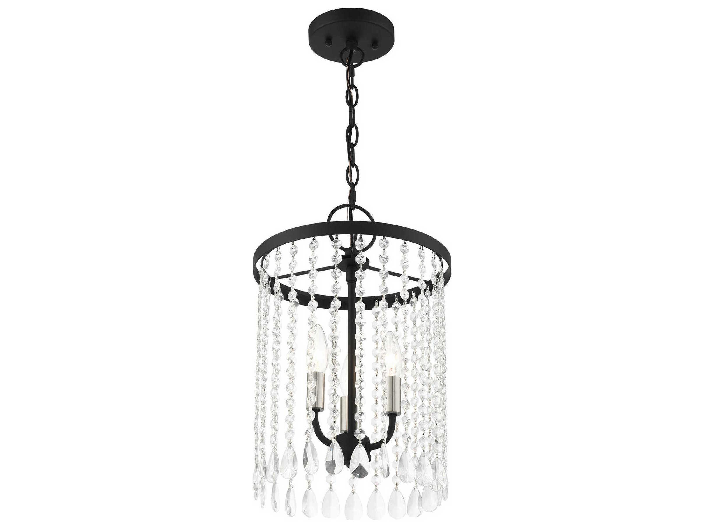 Livex Lighting Elizabeth 3-Light Black Crystal Candelabra Chandelier