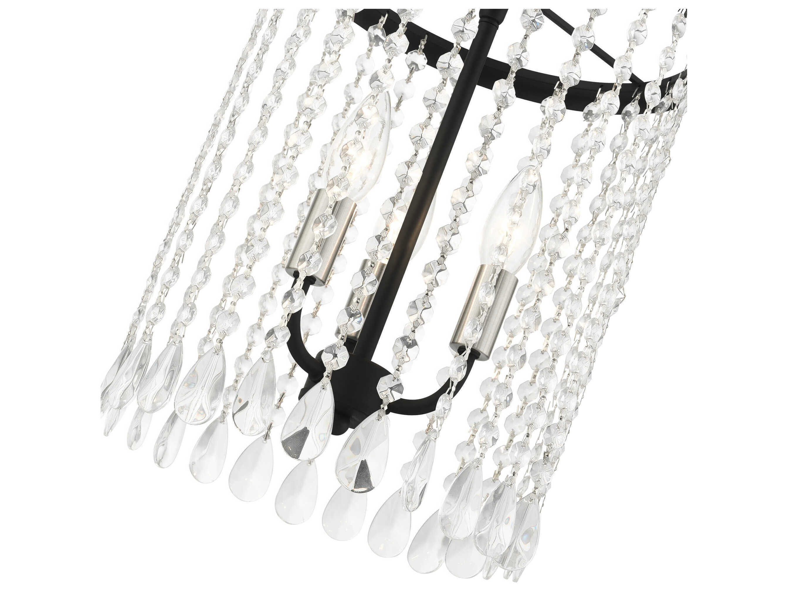 Livex Lighting Elizabeth 3-Light Black Crystal Candelabra Chandelier