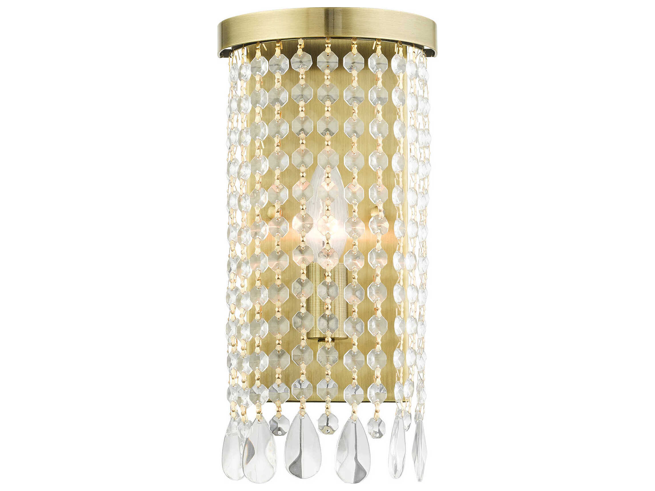 Livex Lighting Elizabeth 1-Light Antique Brass Crystal Wall Sconce