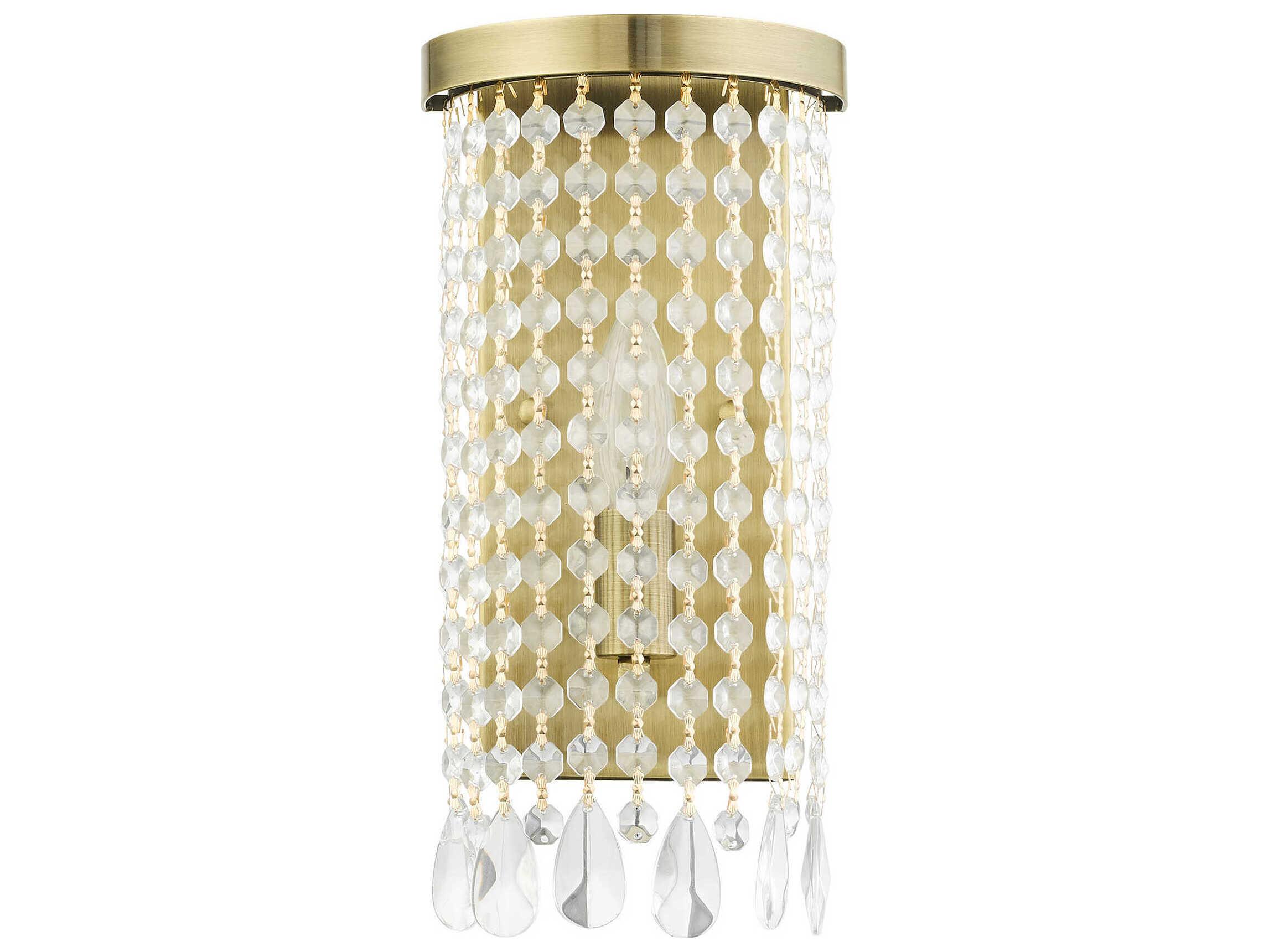 Livex Lighting Elizabeth 1-Light Antique Brass Crystal Wall Sconce