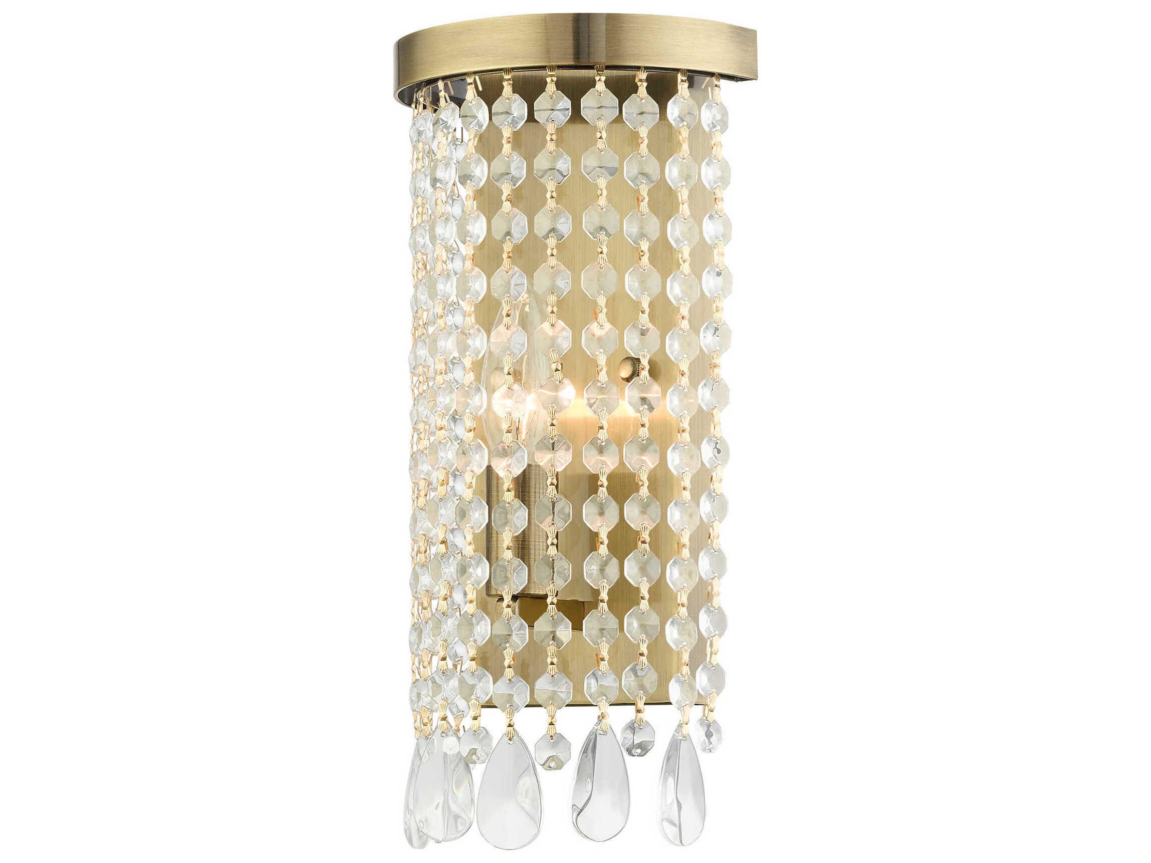 Livex Lighting Elizabeth 1-Light Antique Brass Crystal Wall Sconce