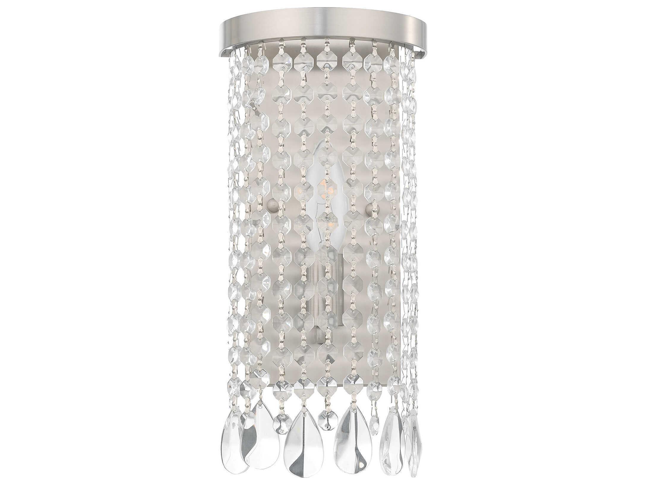 Livex Lighting Elizabeth 1-Light Brushed Nickel Crystal Wall Sconce