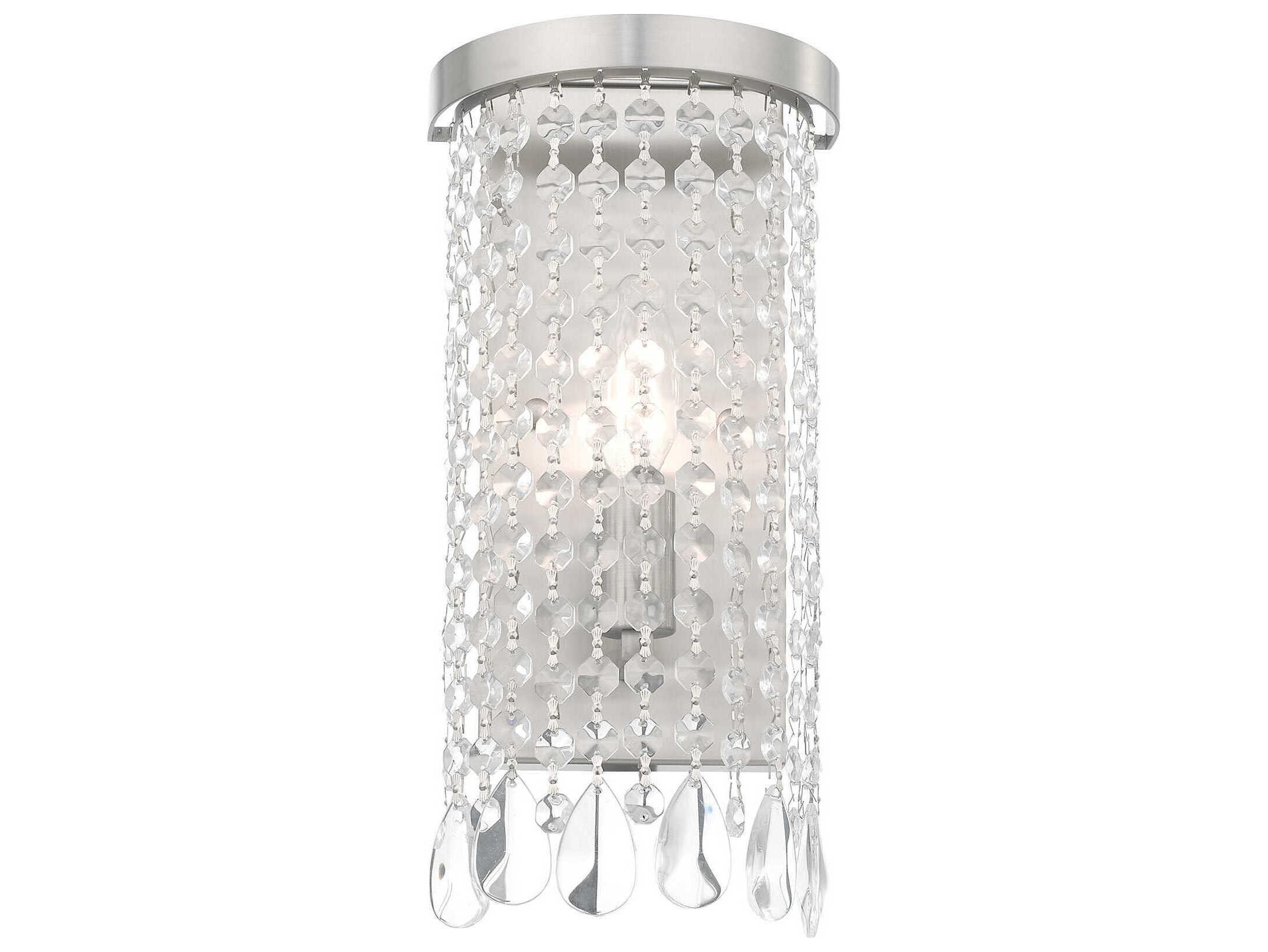 Livex Lighting Elizabeth 1-Light Brushed Nickel Crystal Wall Sconce