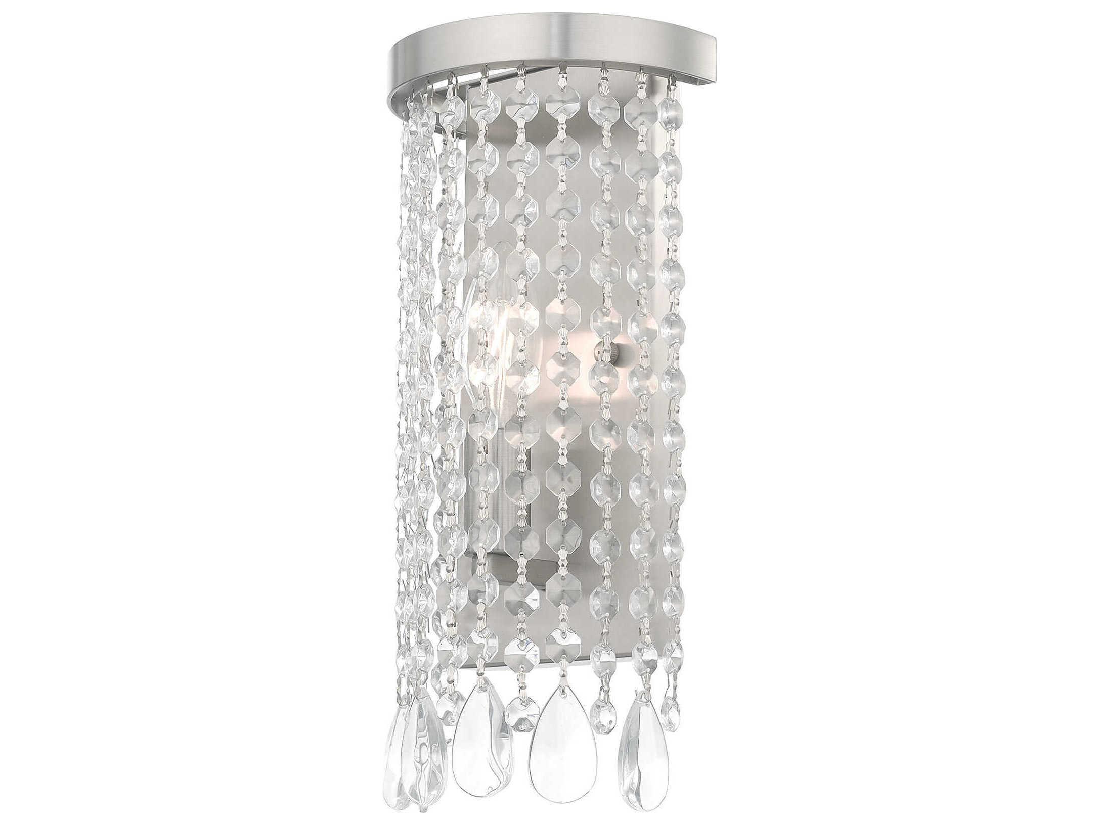 Livex Lighting Elizabeth 1-Light Brushed Nickel Crystal Wall Sconce
