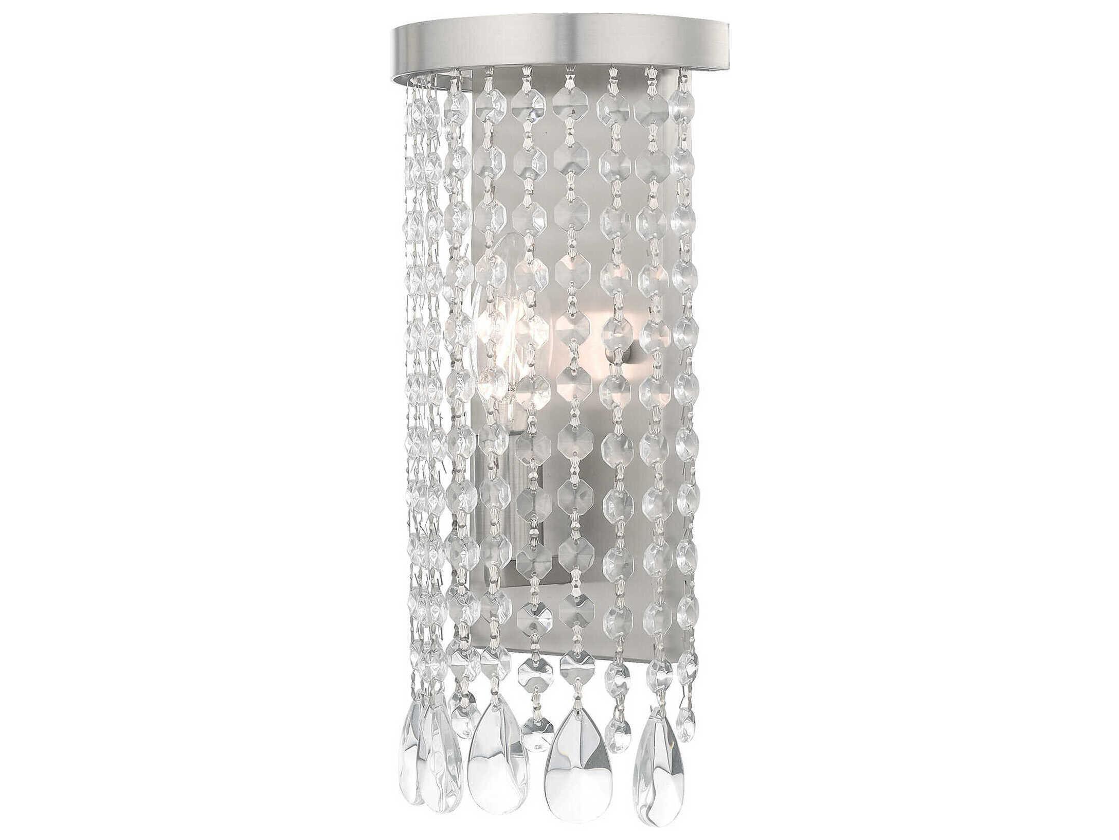Livex Lighting Elizabeth 1-Light Brushed Nickel Crystal Wall Sconce