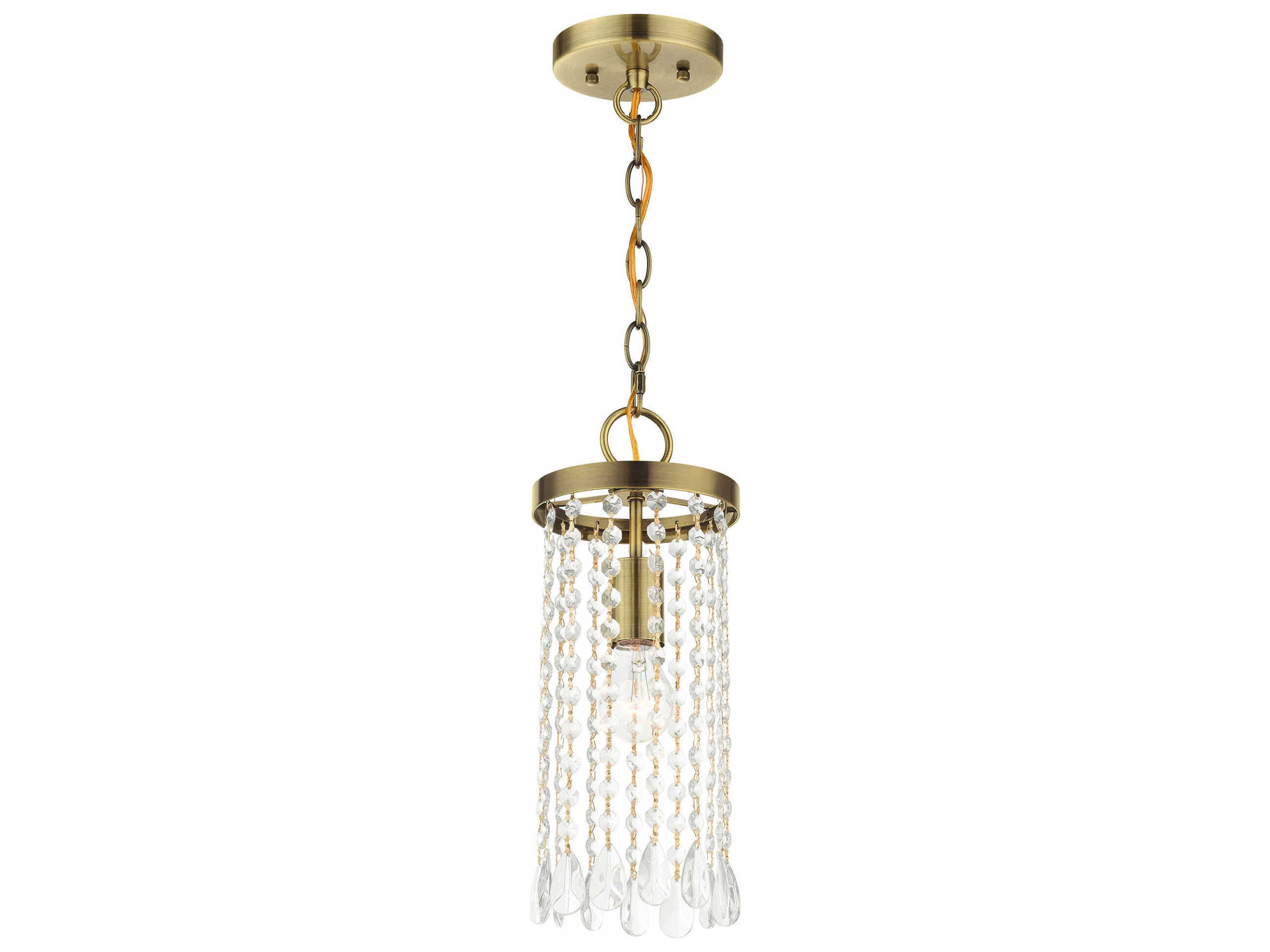 Livex Lighting Elizabeth 1-Light Antique Brass Crystal Mini Pendant