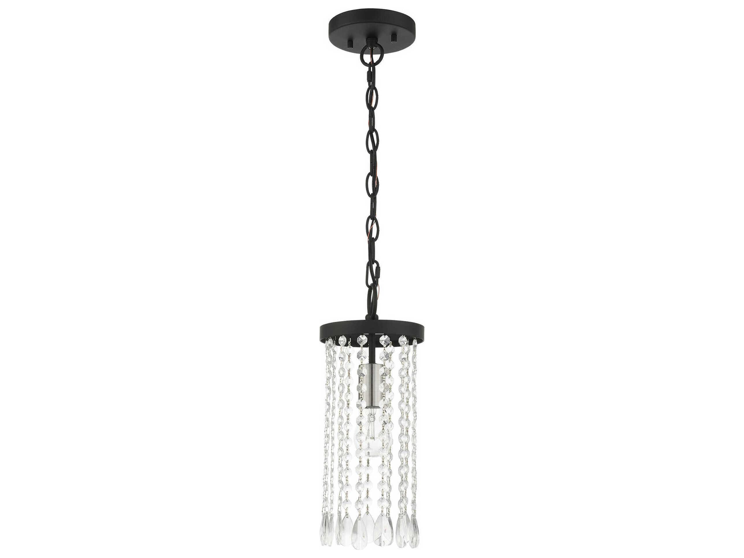 Livex Lighting Elizabeth 1-Light Black Crystal Mini Pendant