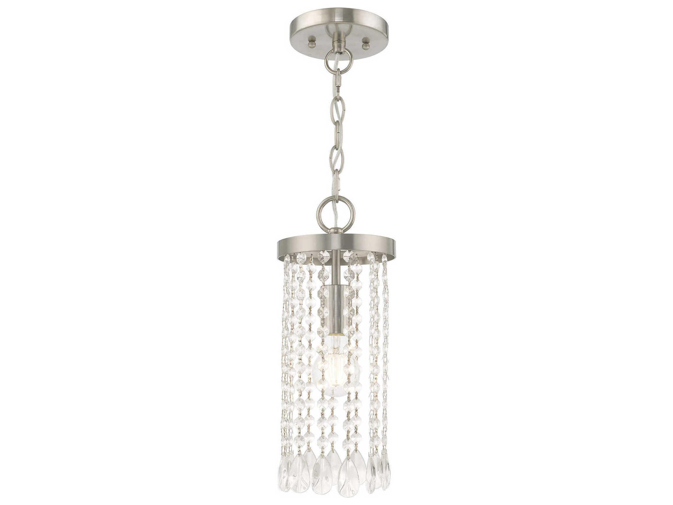 Livex Lighting Elizabeth 1-Light Brushed Nickel Crystal Mini Pendant