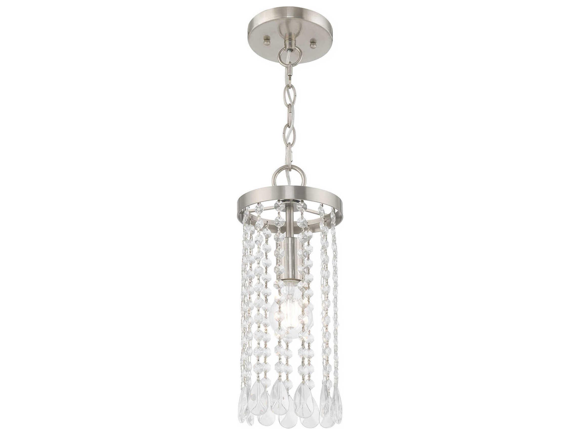 Livex Lighting Elizabeth 1-Light Brushed Nickel Crystal Mini Pendant