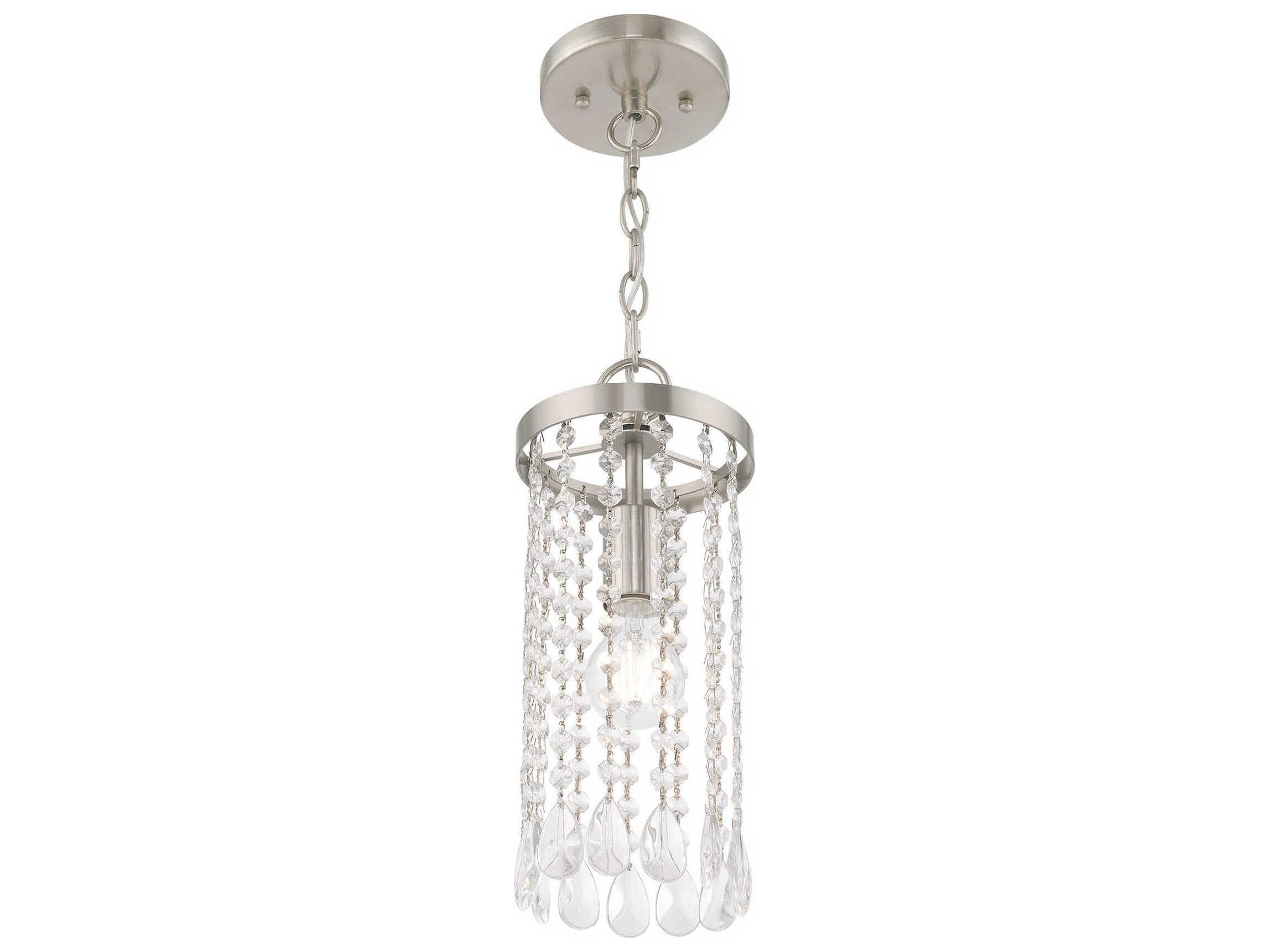 Livex Lighting Elizabeth 1-Light Brushed Nickel Crystal Mini Pendant